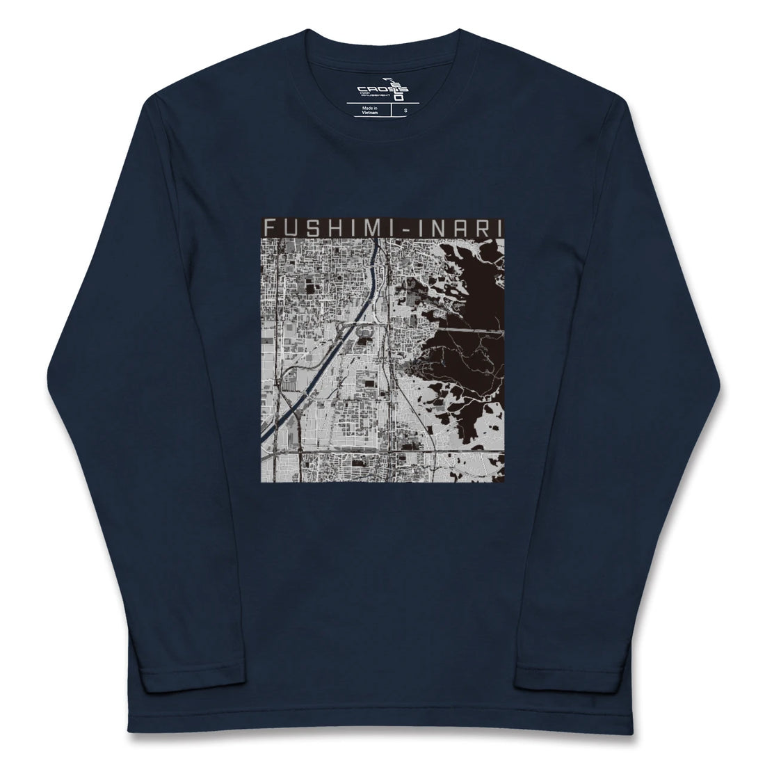 【伏見稲荷(京都府)】地図柄ロングスリーブTシャツ