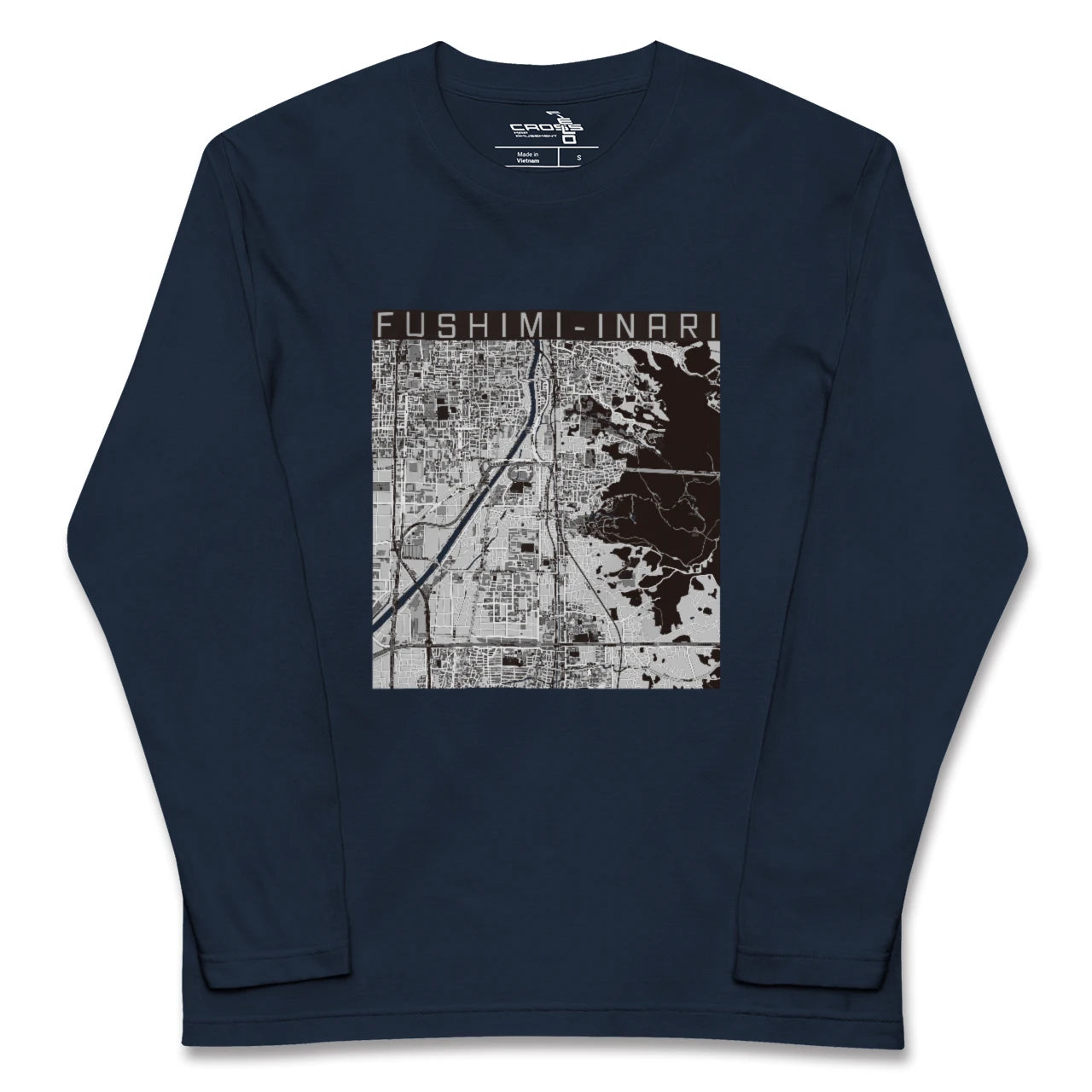 【伏見稲荷(京都府)】地図柄ロングスリーブTシャツ