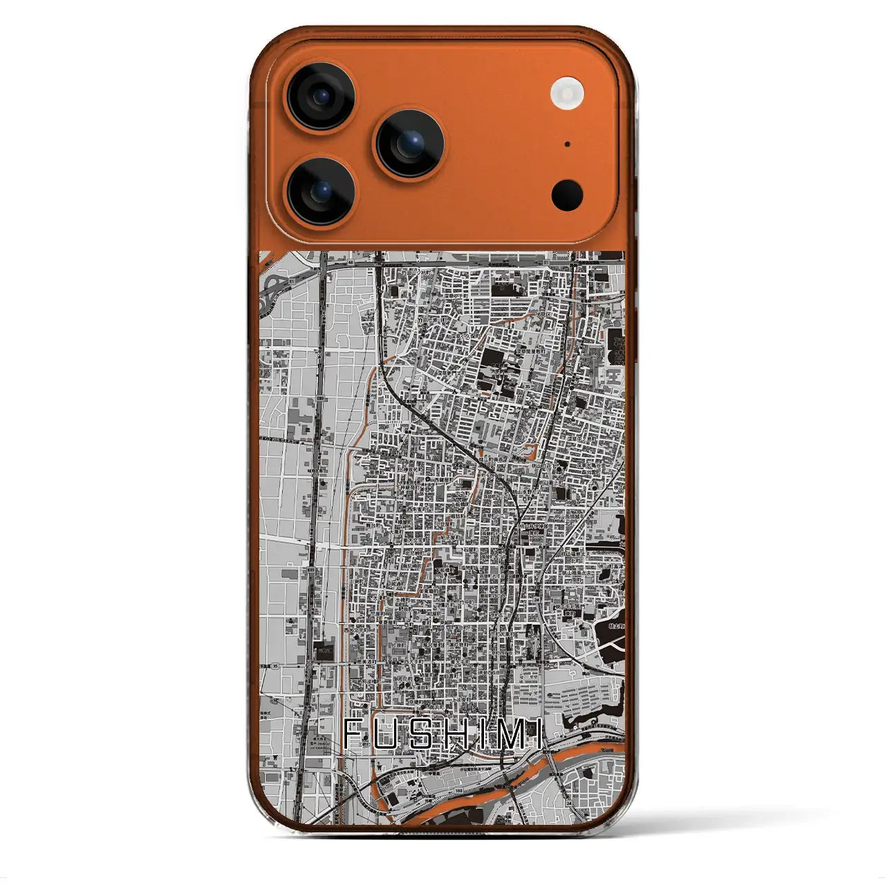 【伏見(京都府)】地図柄iPhoneケース(クリアタイプ)モノトーン・iPhone 17 Pro Max 用