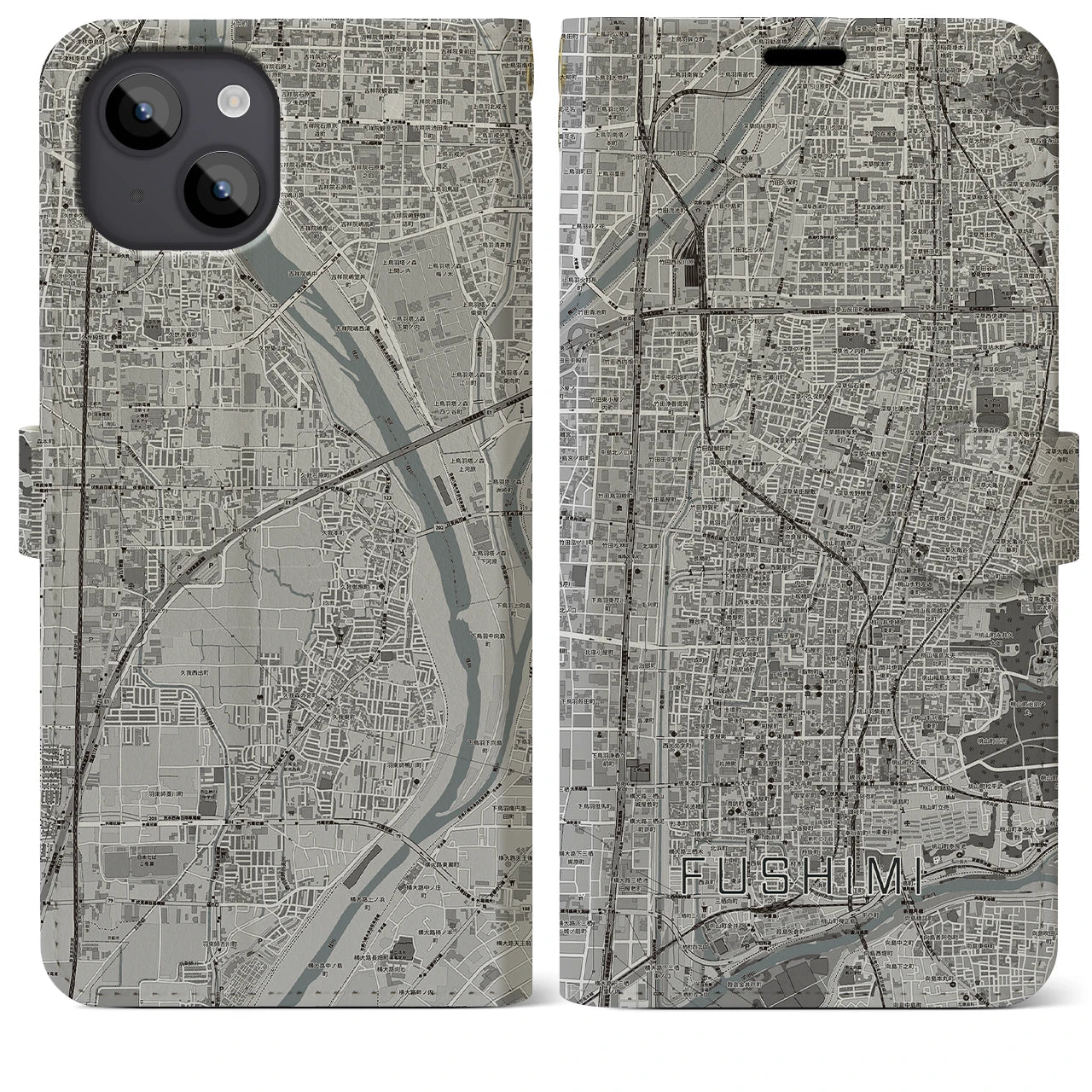 【伏見(京都府)】地図柄iPhoneケース(手帳タイプ)