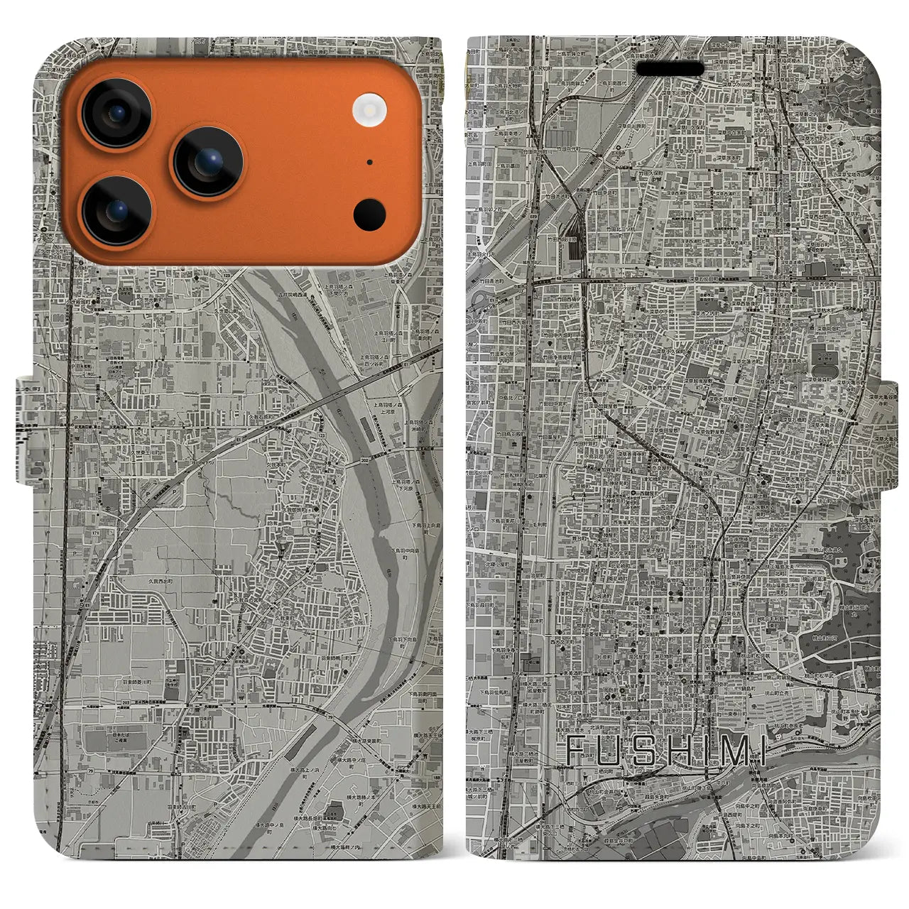 【伏見(京都府)】地図柄iPhoneケース(手帳タイプ)