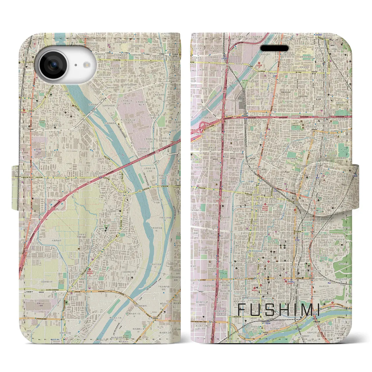 【伏見(京都府)】地図柄iPhoneケース(手帳タイプ)