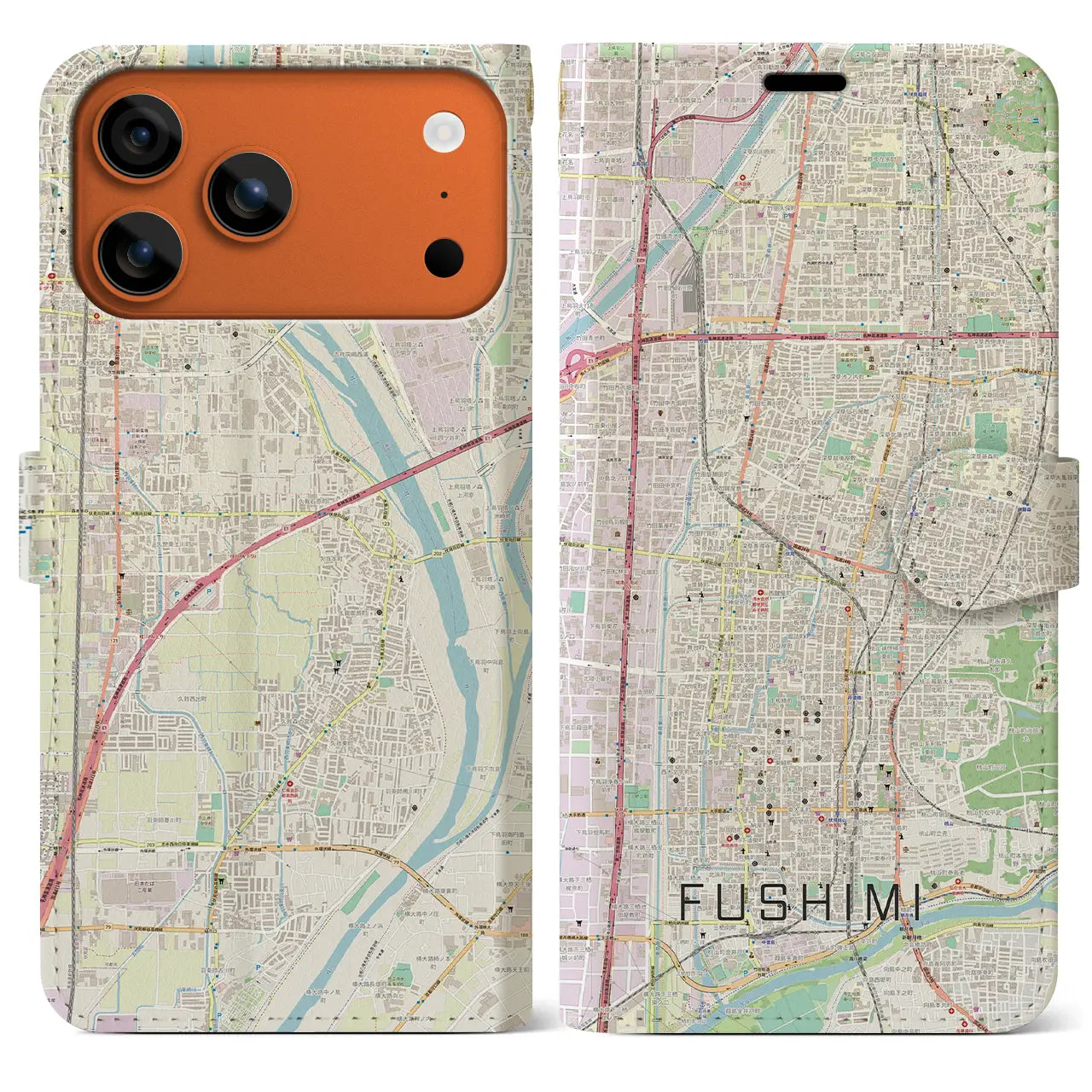 【伏見(京都府)】地図柄iPhoneケース(手帳タイプ)