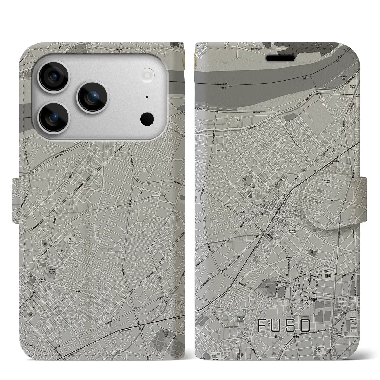 【扶桑(愛知県)】地図柄iPhoneケース(手帳タイプ)