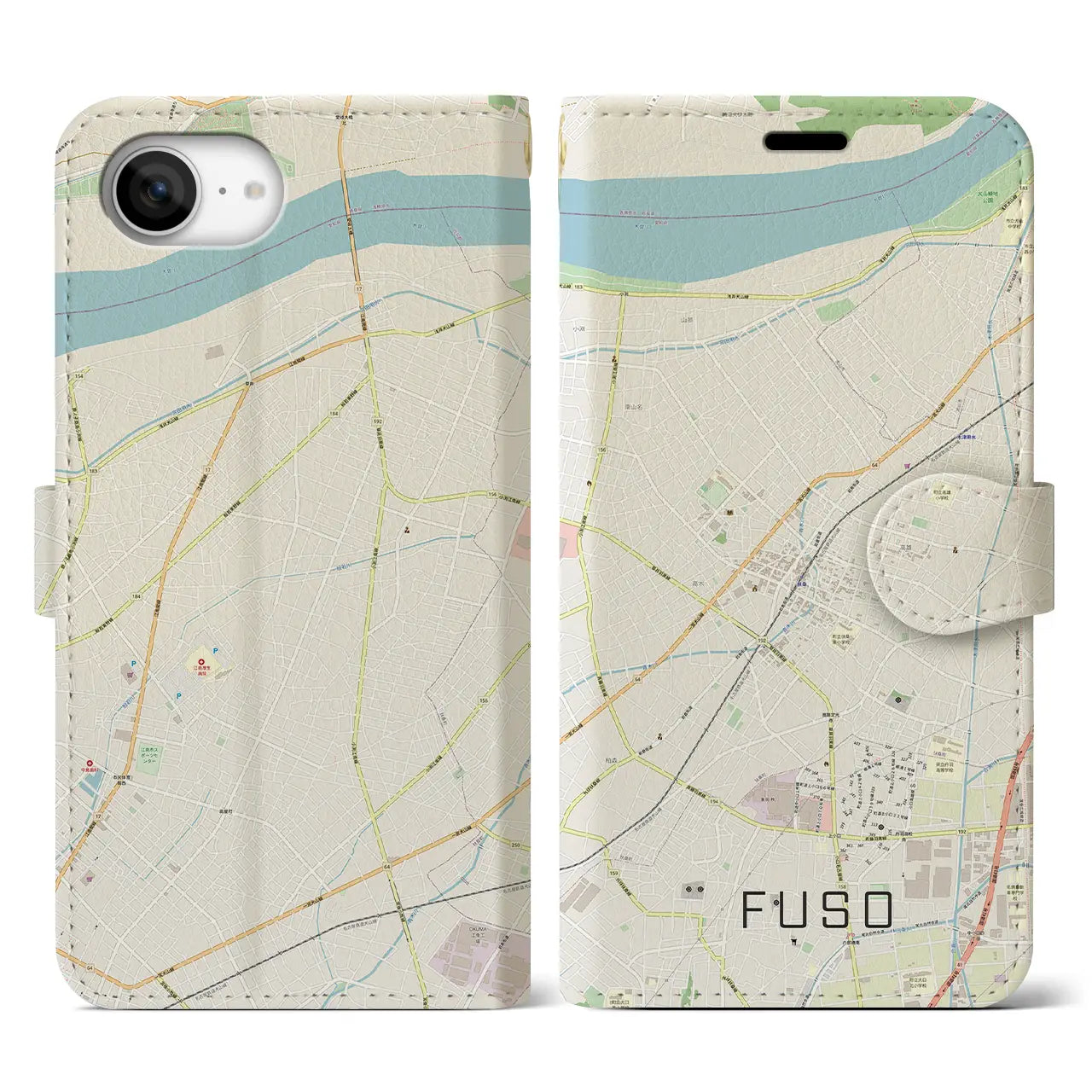 【扶桑(愛知県)】地図柄iPhoneケース(手帳タイプ)