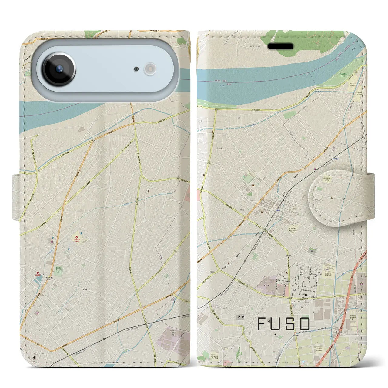 【扶桑(愛知県)】地図柄iPhoneケース(手帳タイプ)