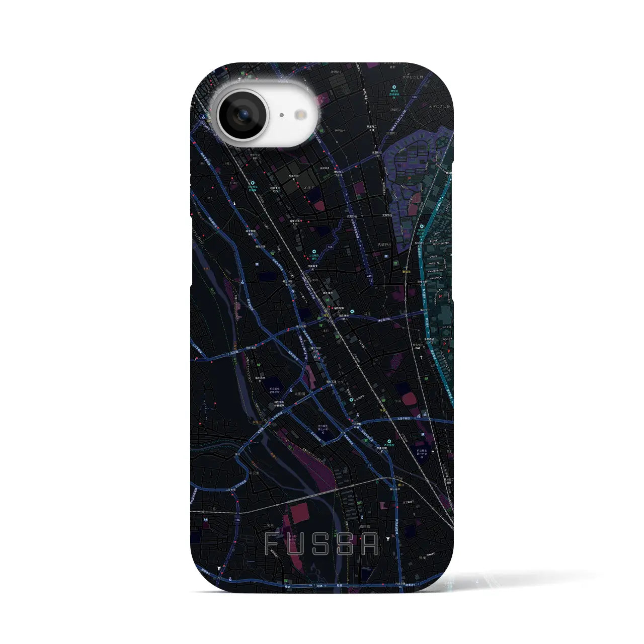 【福生(東京都)】地図柄iPhoneケース(バックカバータイプ)