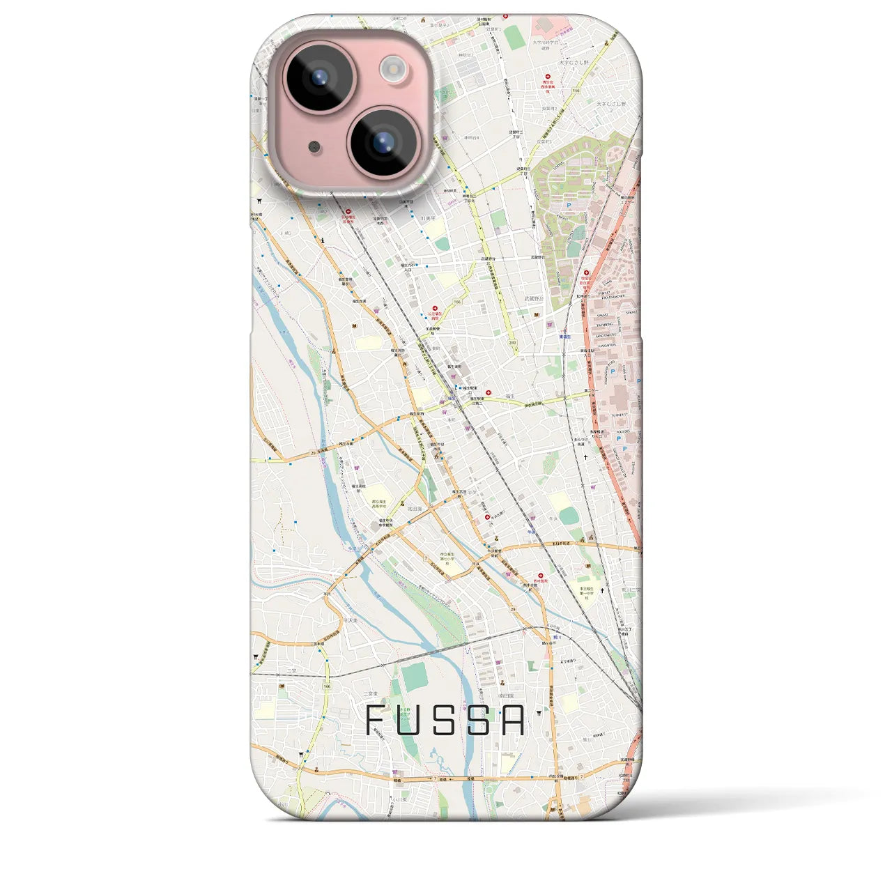 【福生(東京都)】地図柄iPhoneケース(バックカバータイプ)