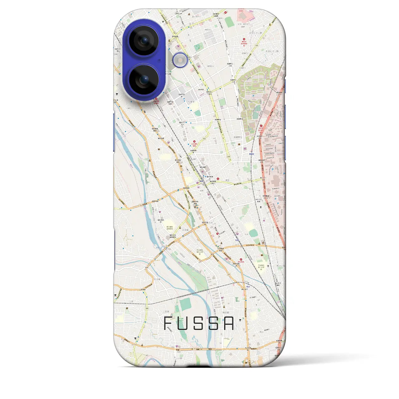 【福生(東京都)】地図柄iPhoneケース(バックカバータイプ)ブラック・iPhone 16 Pro Max 用