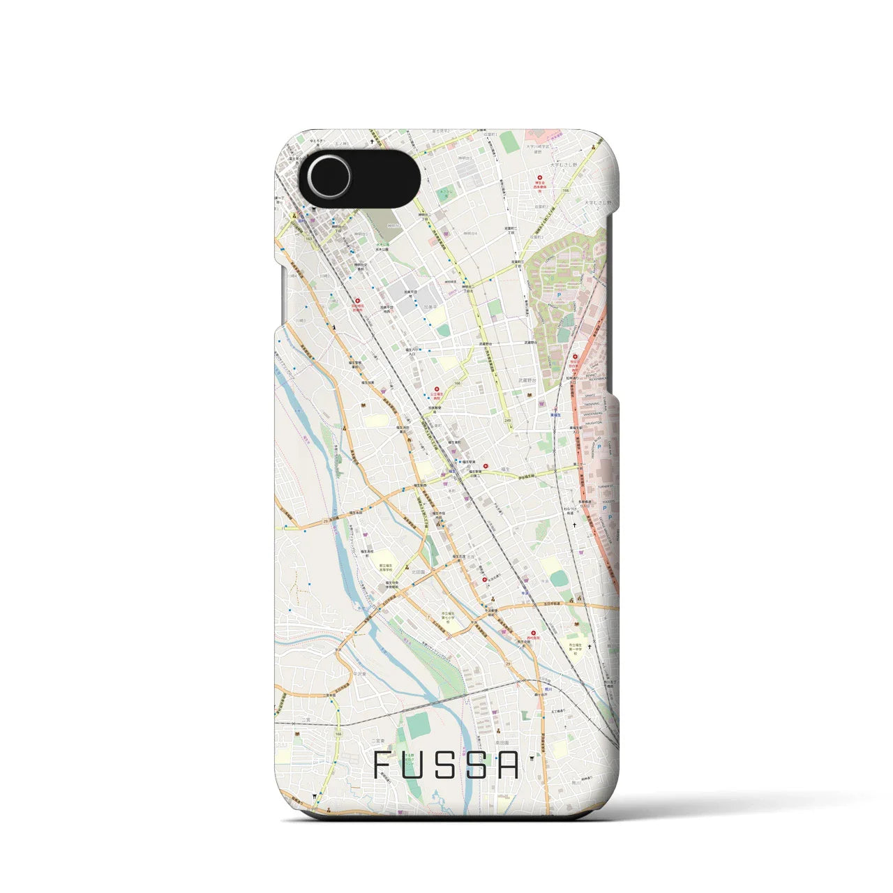 【福生(東京都)】地図柄iPhoneケース(バックカバータイプ)