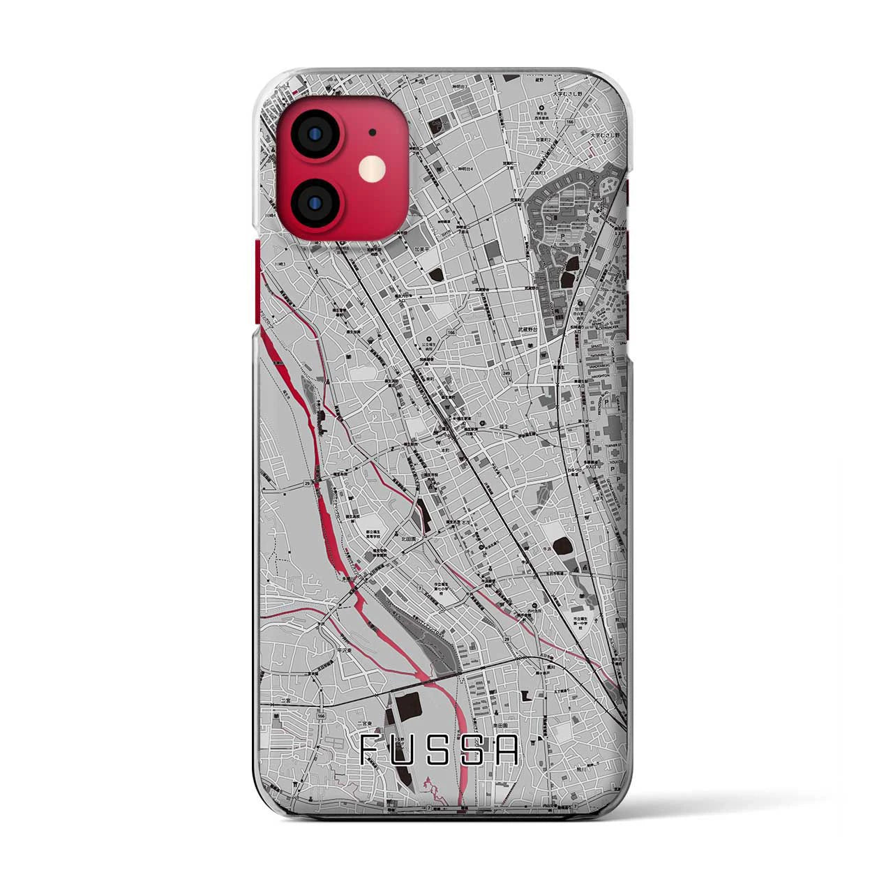 【福生(東京都)】地図柄iPhoneケース(クリアタイプ)