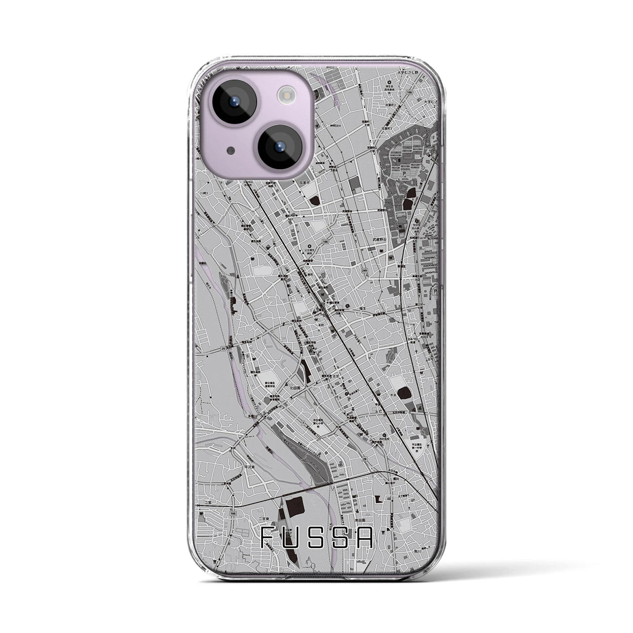 【福生(東京都)】地図柄iPhoneケース(クリアタイプ)