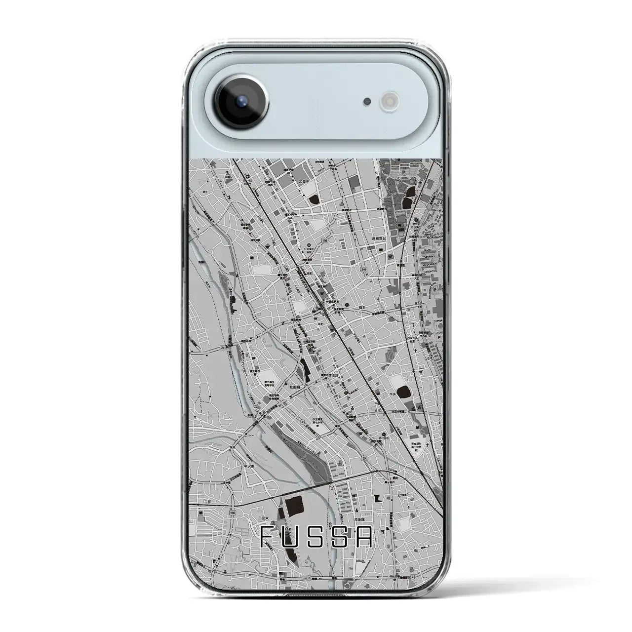 【福生(東京都)】地図柄iPhoneケース(クリアタイプ)モノトーン・iPhone 17 Pro Max 用