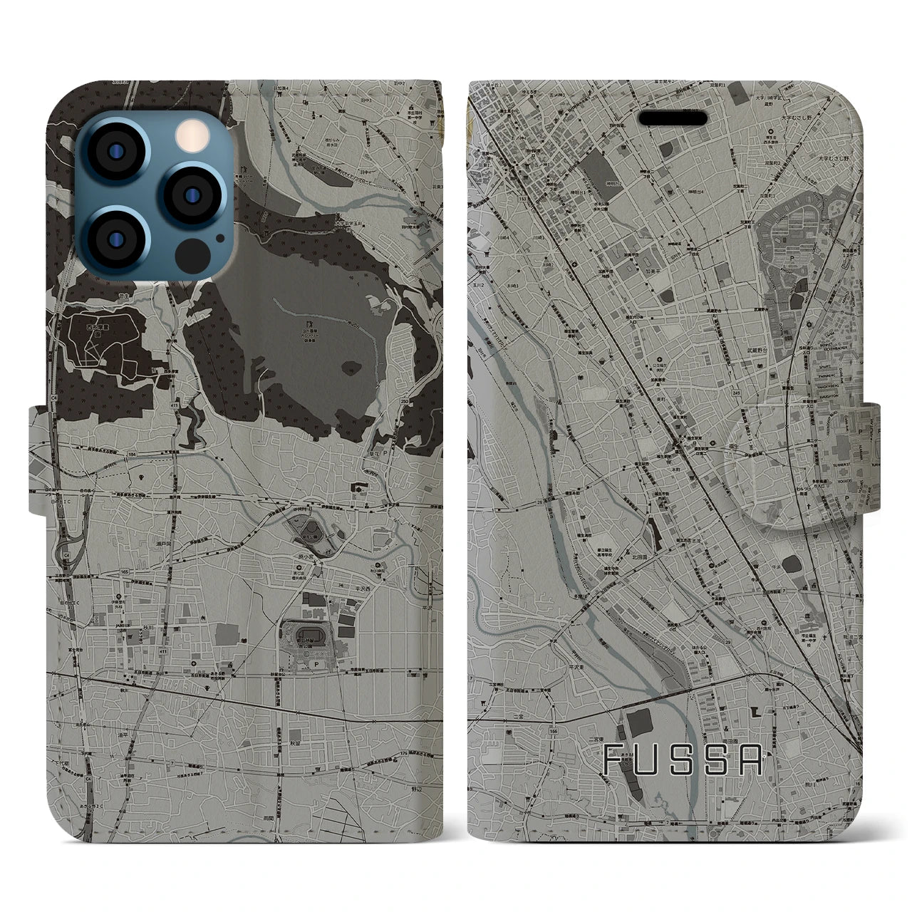 【福生(東京都)】地図柄iPhoneケース(手帳タイプ)