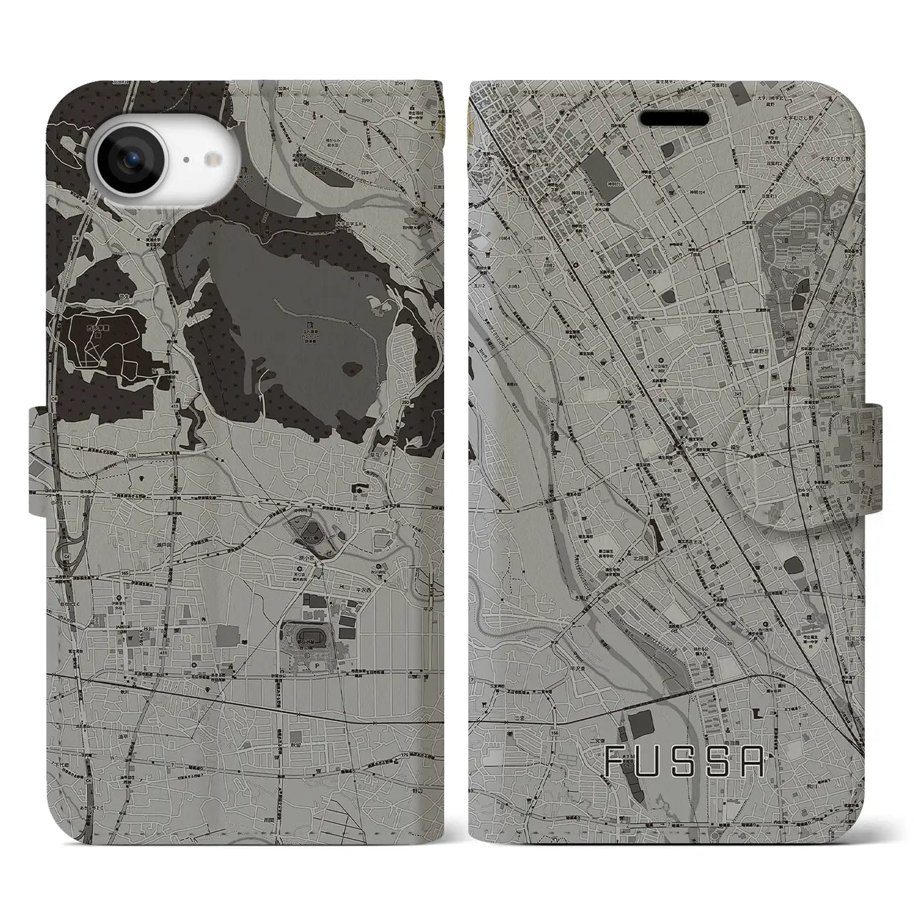 【福生(東京都)】地図柄iPhoneケース(手帳タイプ)