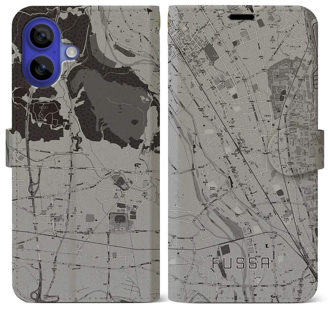 【福生(東京都)】地図柄iPhoneケース(手帳タイプ)