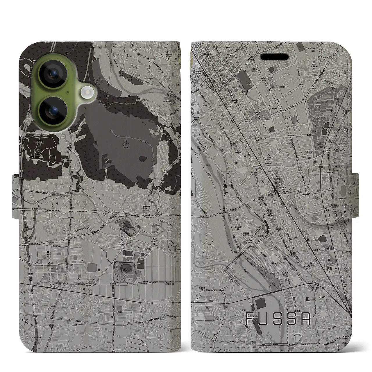 【福生(東京都)】地図柄iPhoneケース(手帳タイプ)