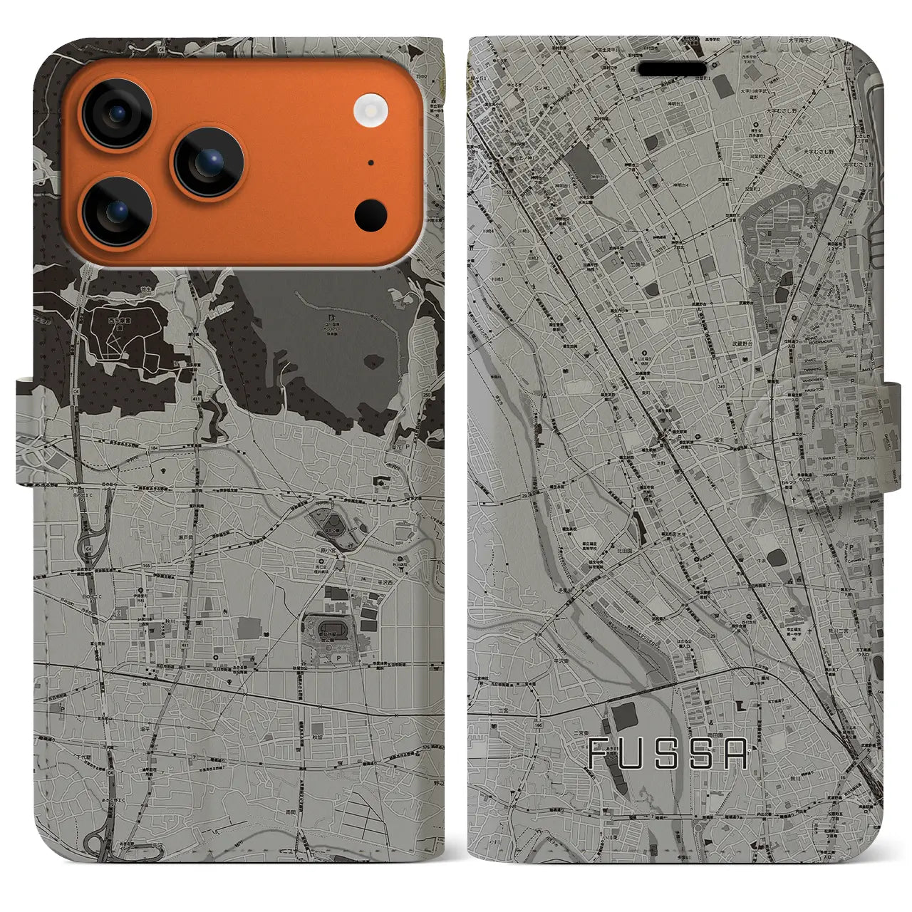 【福生(東京都)】地図柄iPhoneケース(手帳タイプ)