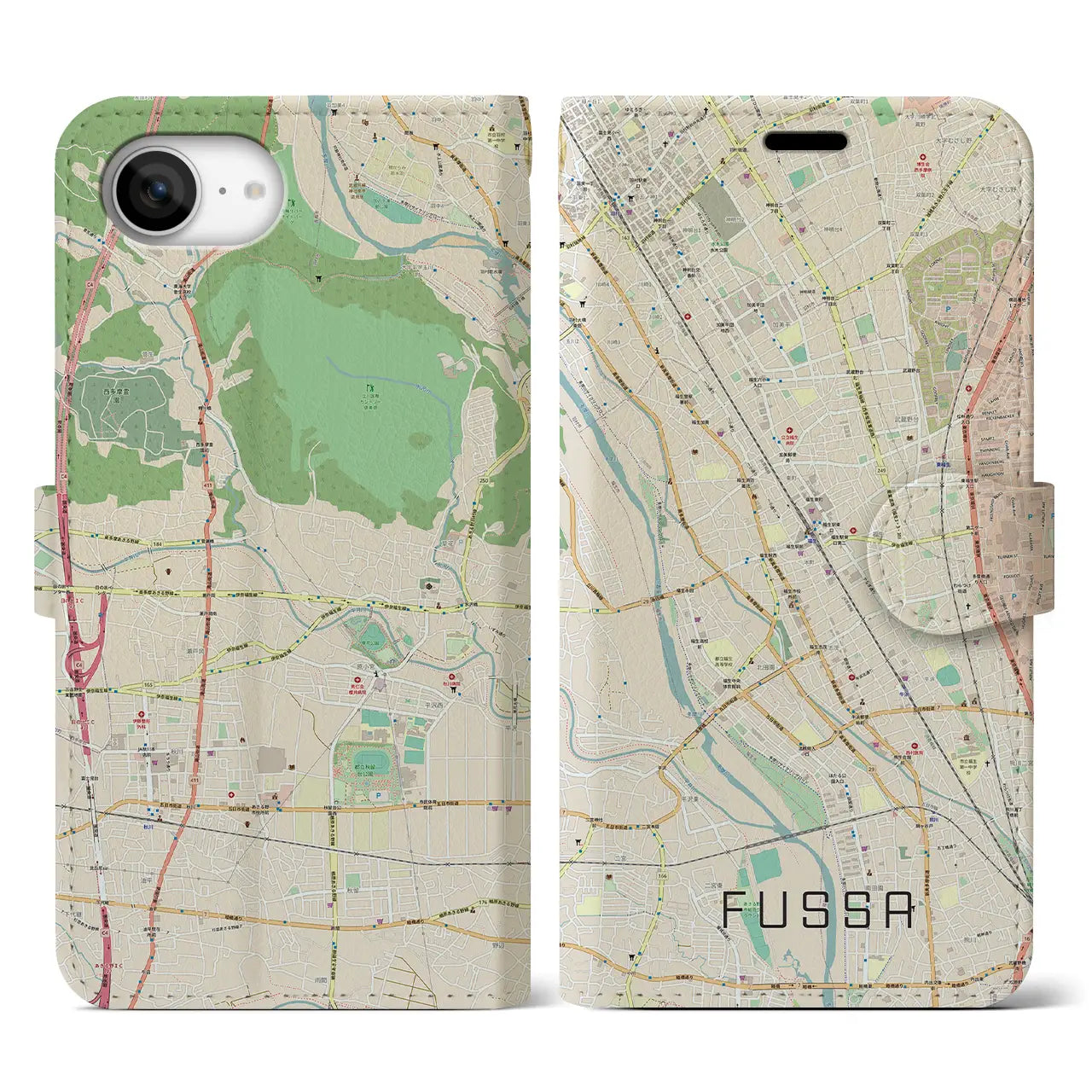 【福生(東京都)】地図柄iPhoneケース(手帳タイプ)