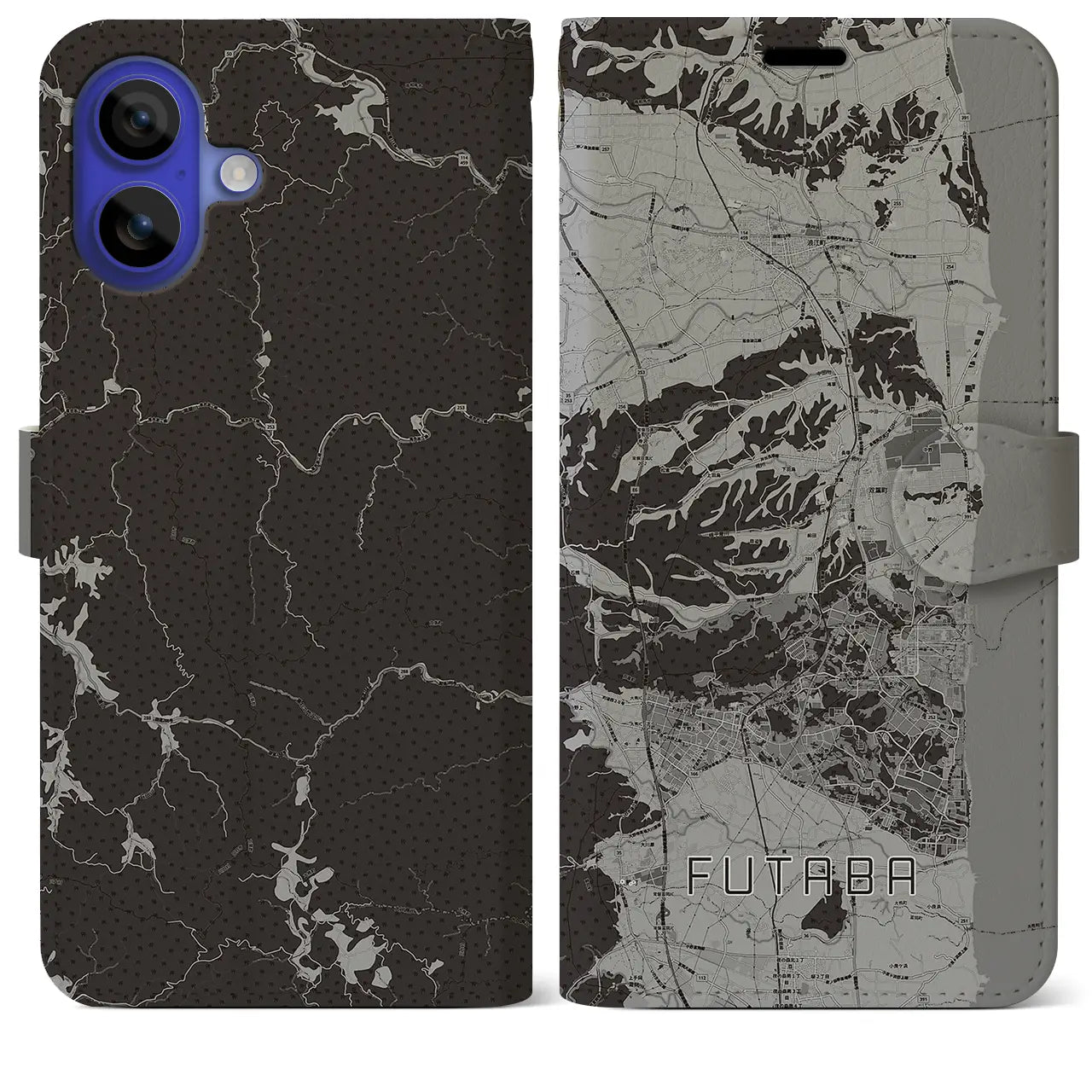 【双葉(福島県)】地図柄iPhoneケース(手帳タイプ)