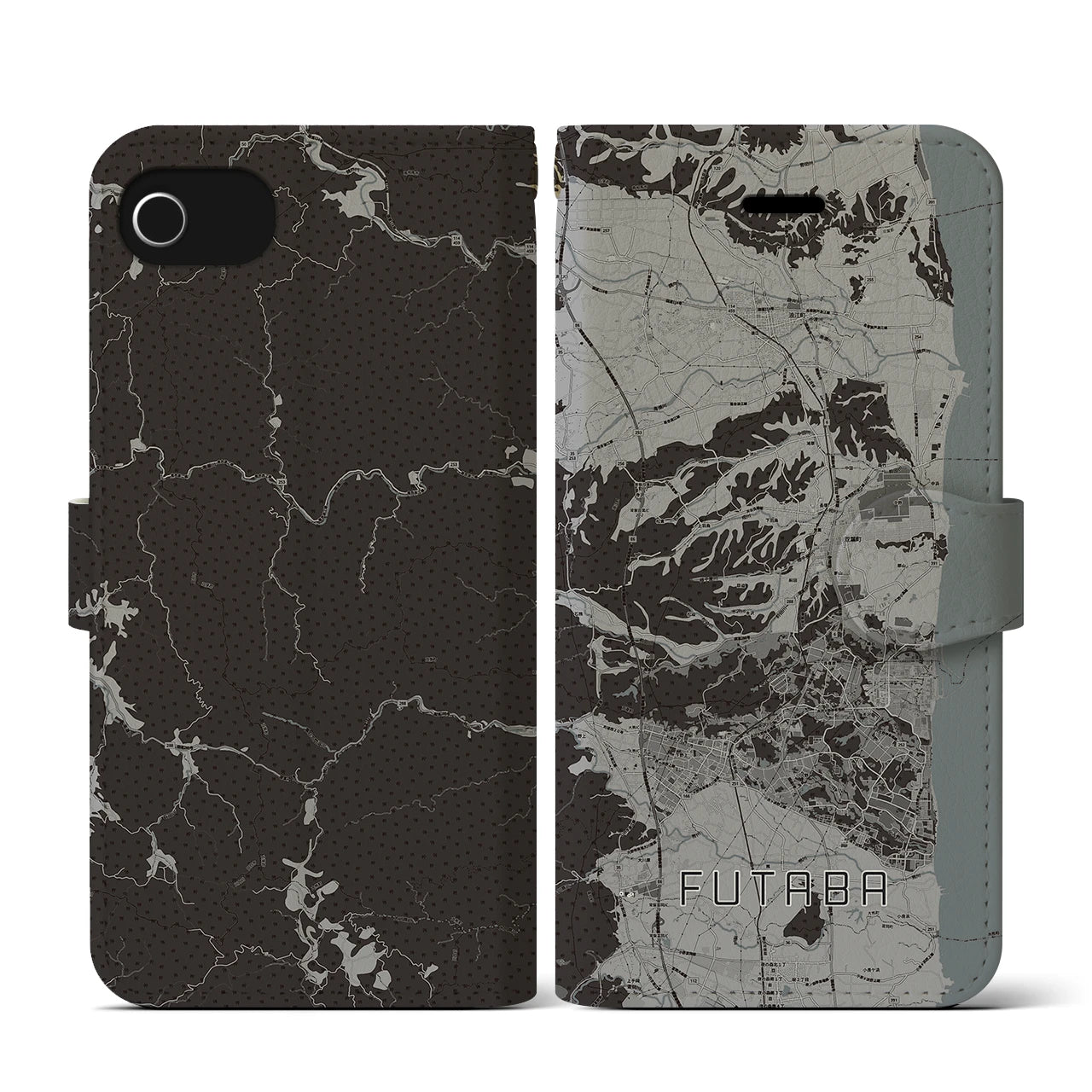 【双葉(福島県)】地図柄iPhoneケース(手帳タイプ)