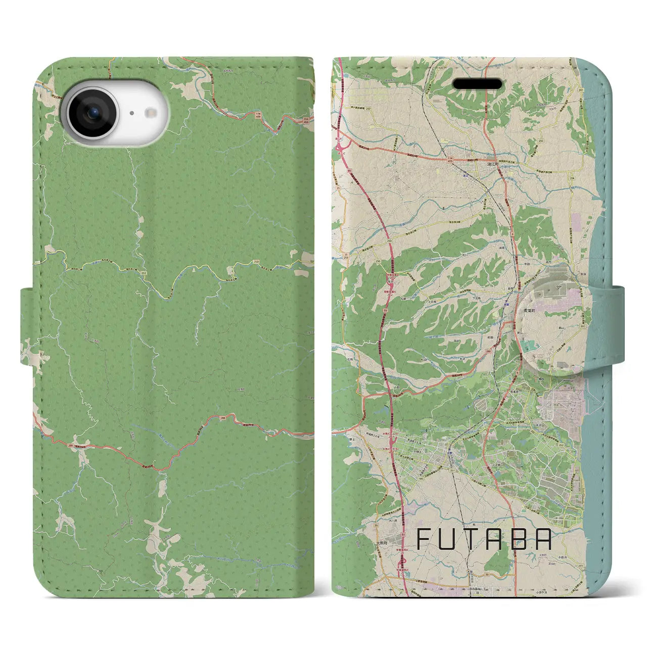【双葉(福島県)】地図柄iPhoneケース(手帳タイプ)