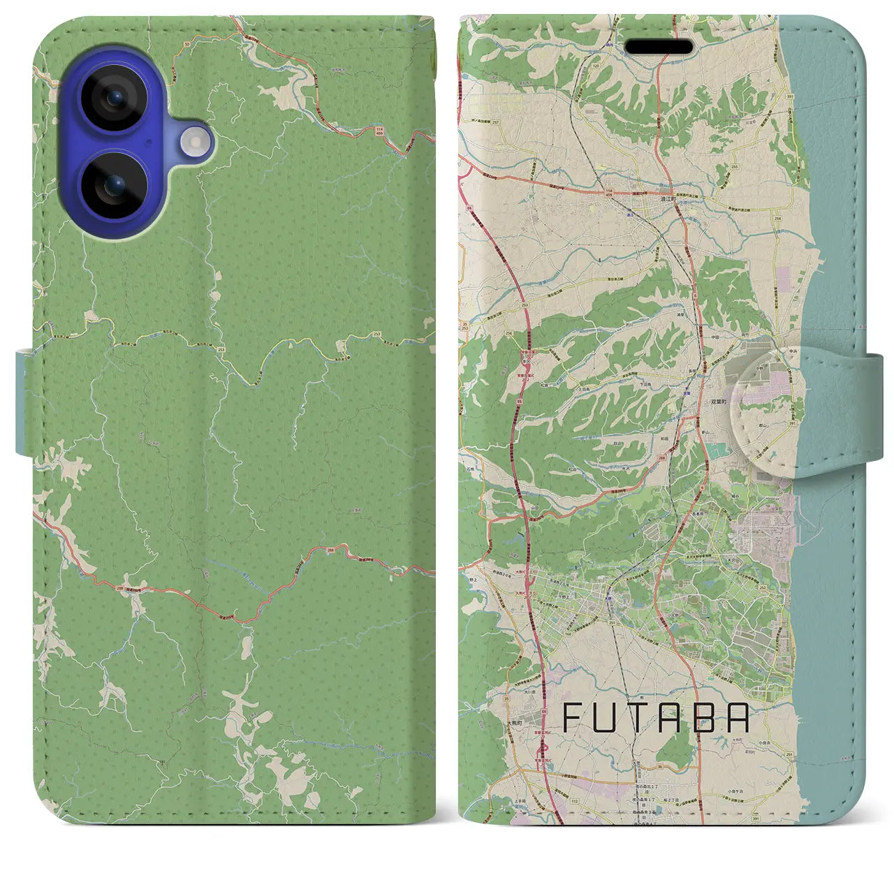 【双葉(福島県)】地図柄iPhoneケース(手帳タイプ)ナチュラル・iPhone 16 Pro Max 用