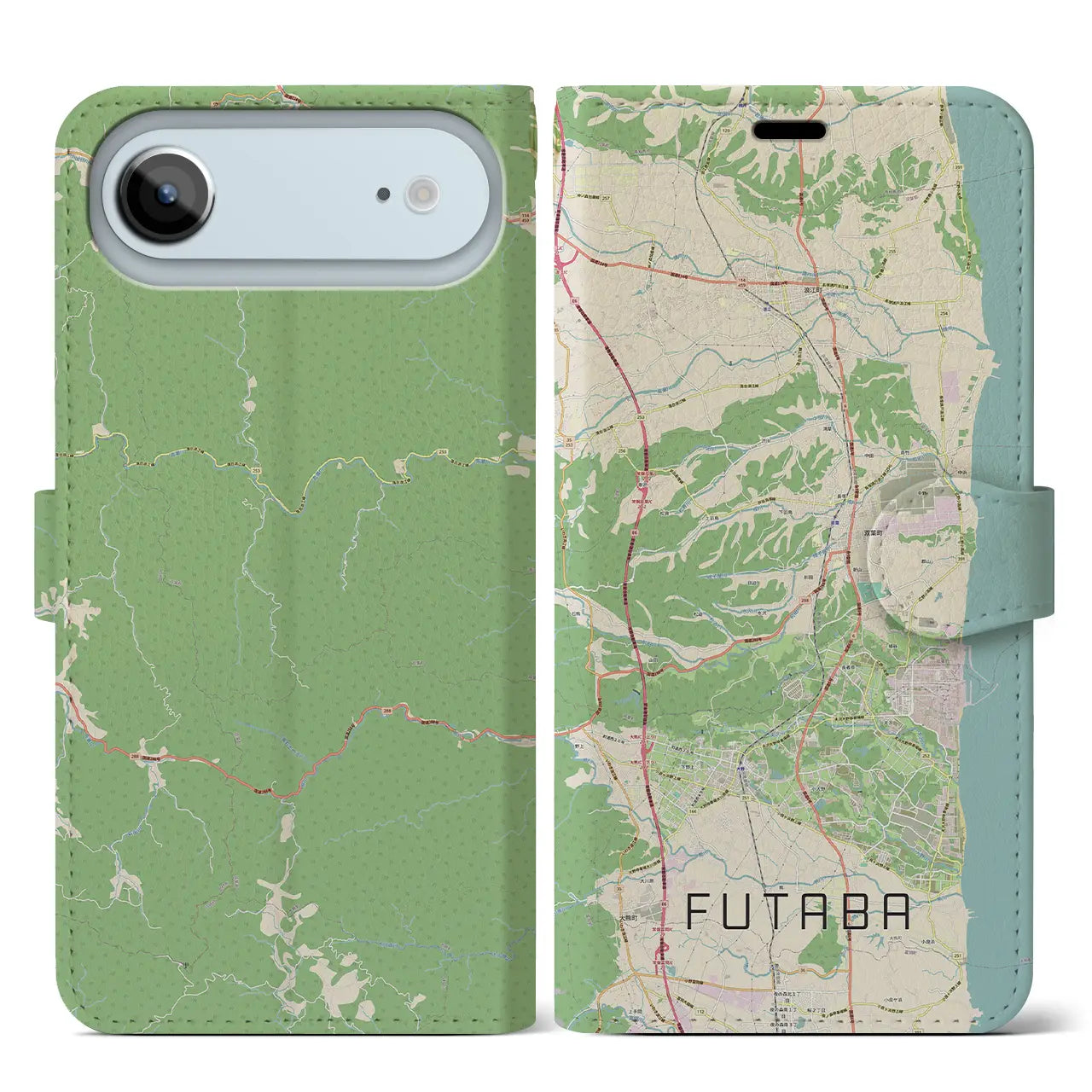 【双葉(福島県)】地図柄iPhoneケース(手帳タイプ)