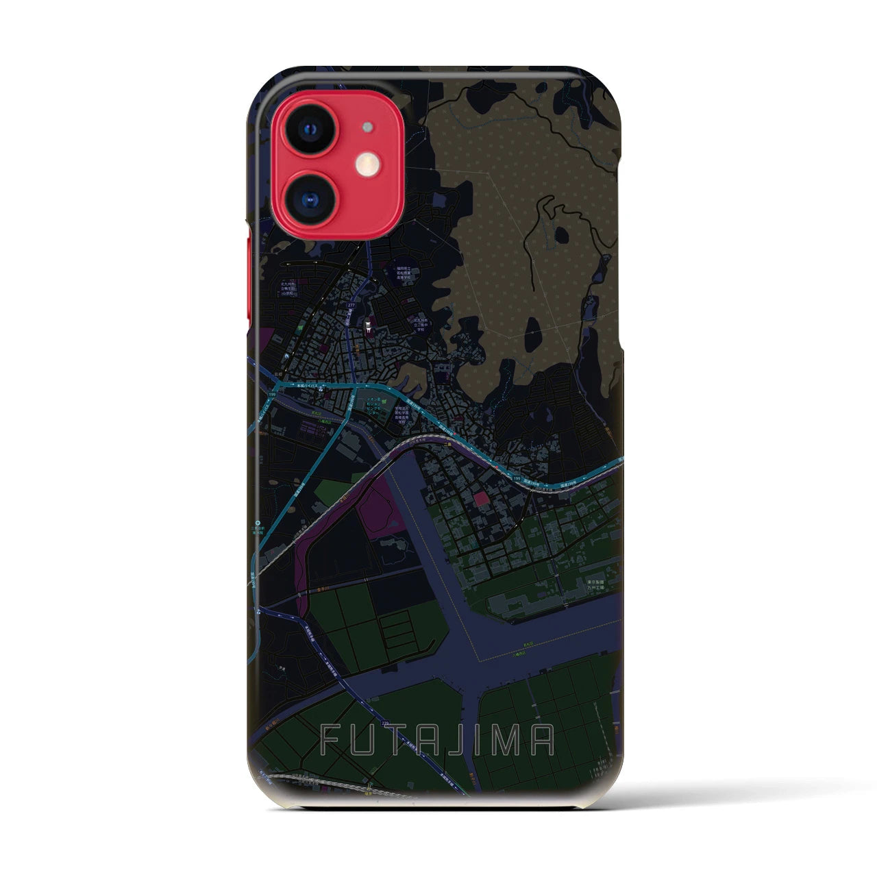 【二島(福岡県)】地図柄iPhoneケース(バックカバータイプ)