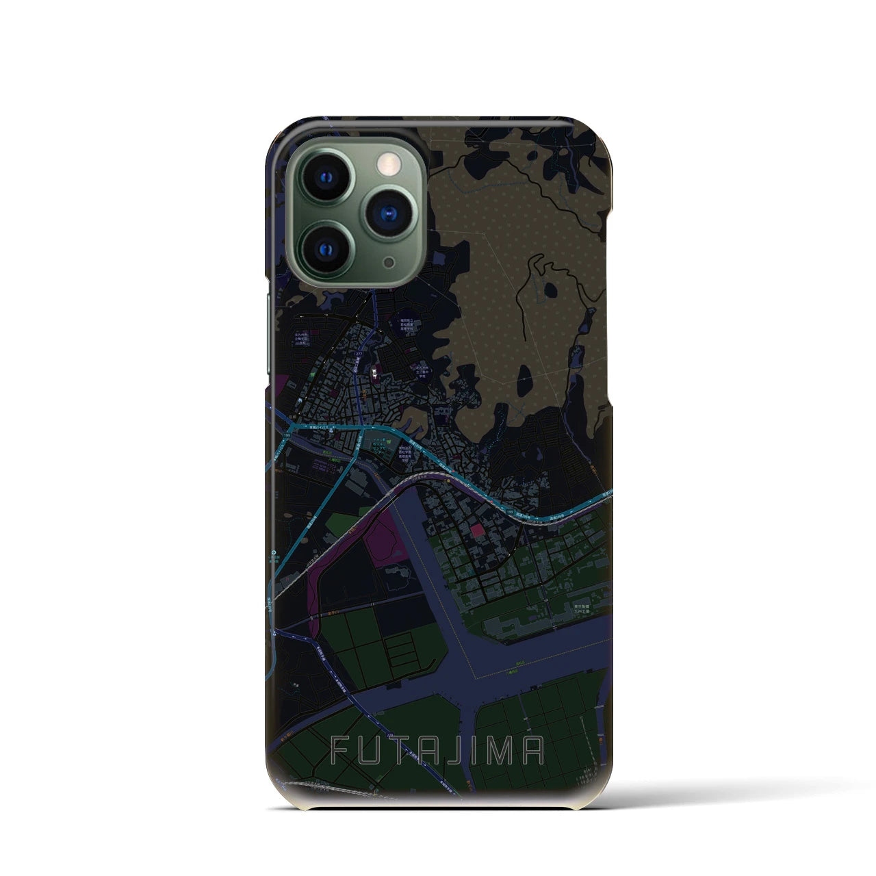 【二島(福岡県)】地図柄iPhoneケース(バックカバータイプ)