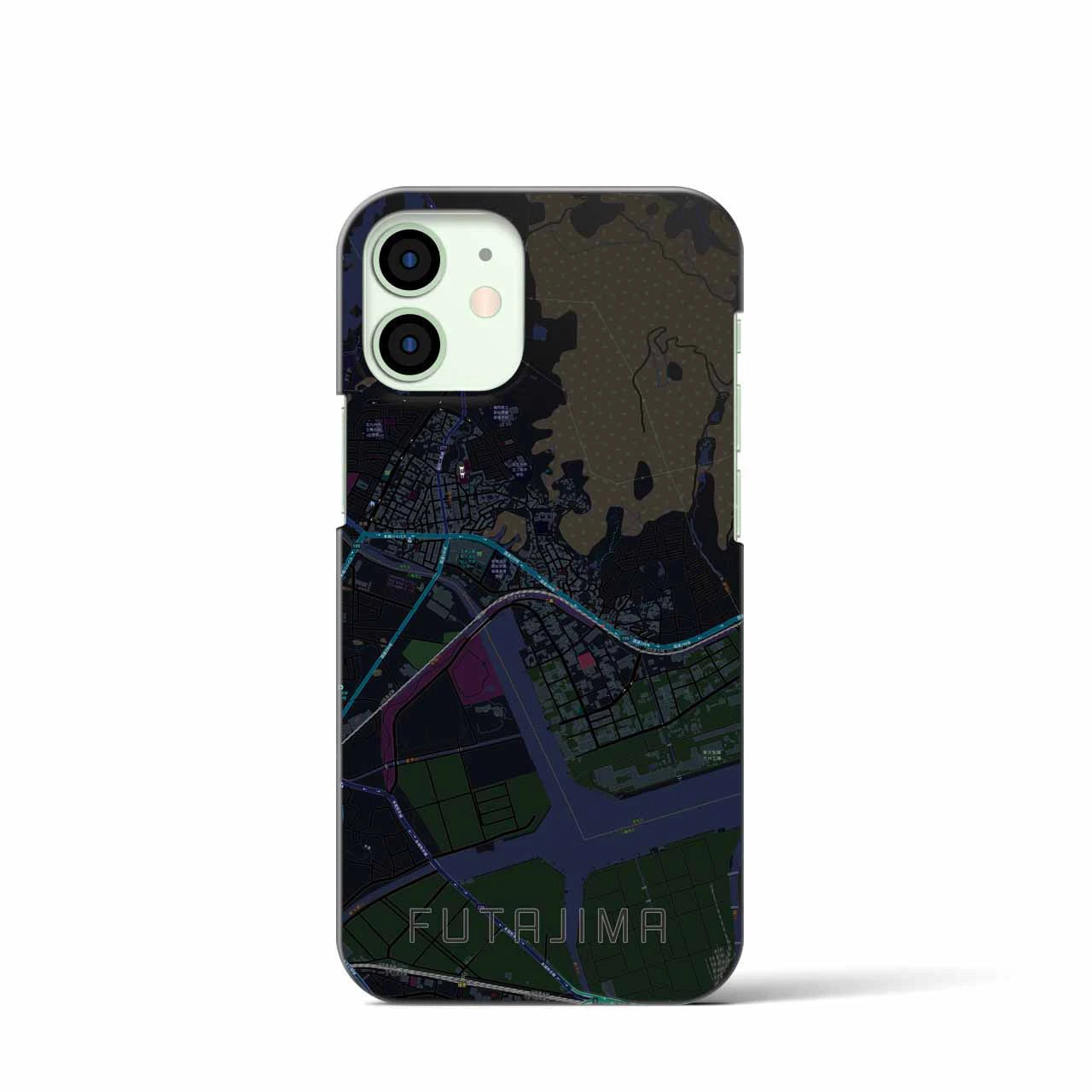 【二島(福岡県)】地図柄iPhoneケース(バックカバータイプ)