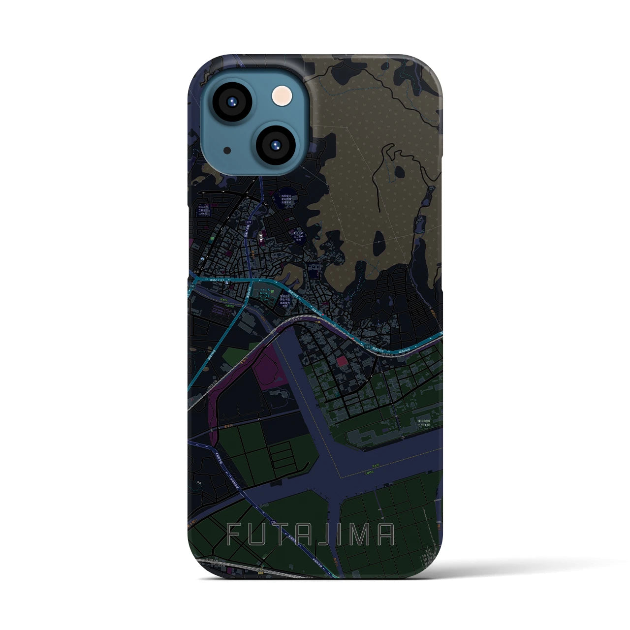 【二島(福岡県)】地図柄iPhoneケース(バックカバータイプ)