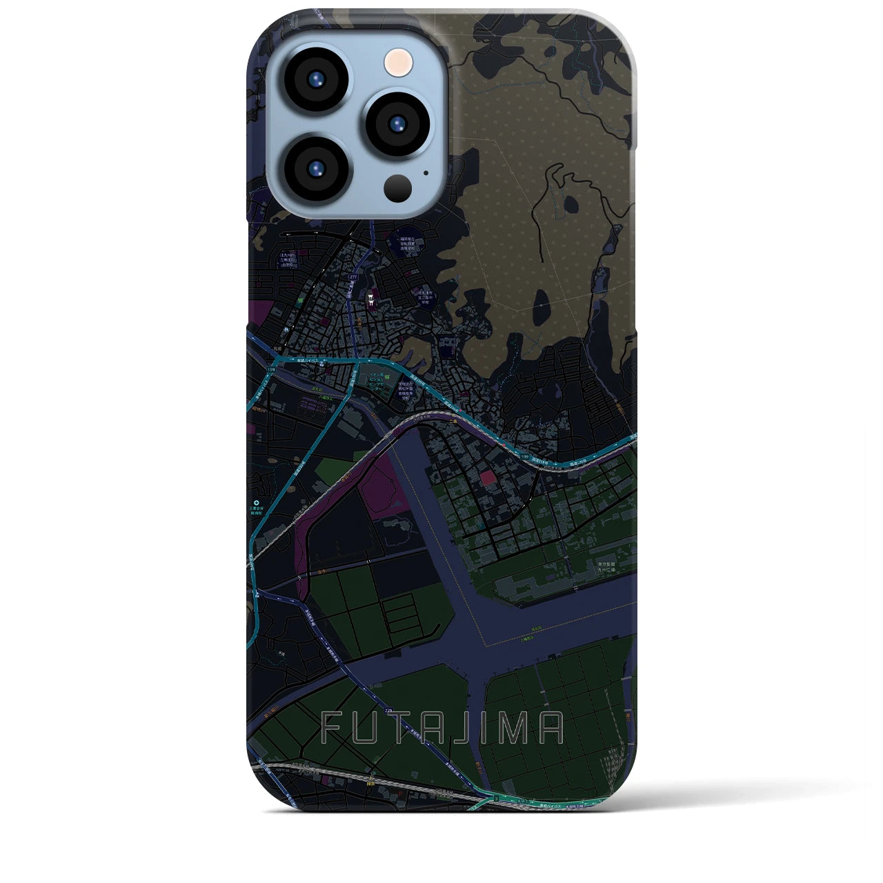 【二島(福岡県)】地図柄iPhoneケース(バックカバータイプ)