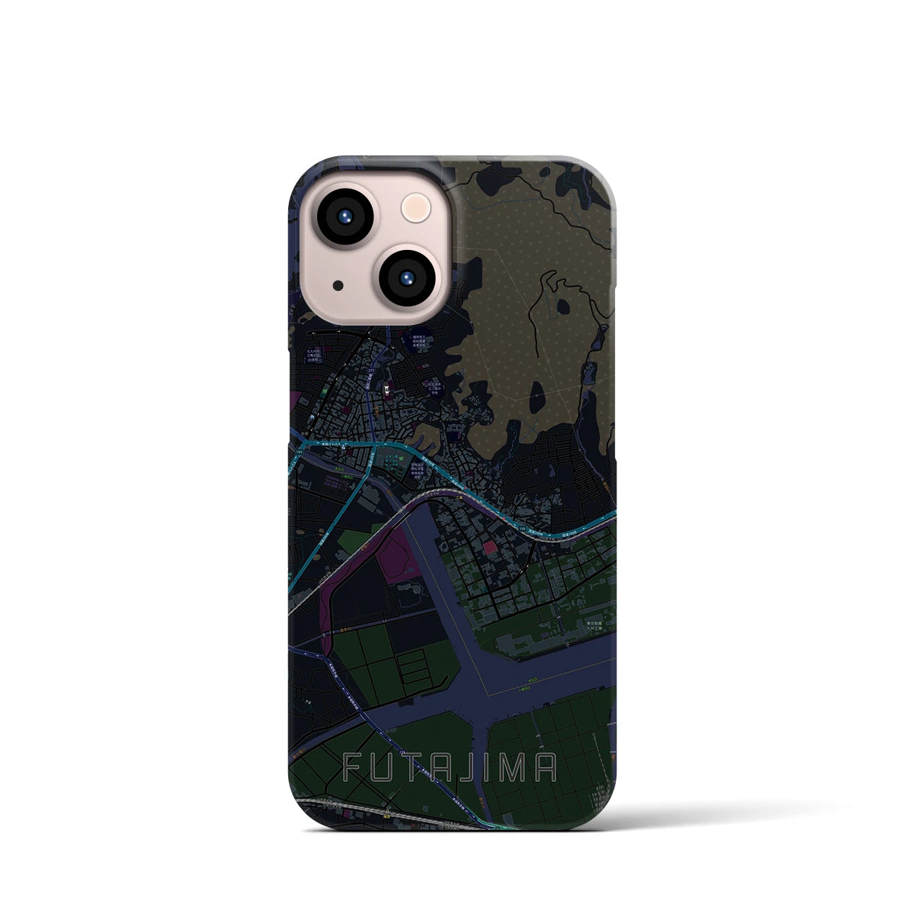 【二島(福岡県)】地図柄iPhoneケース(バックカバータイプ)