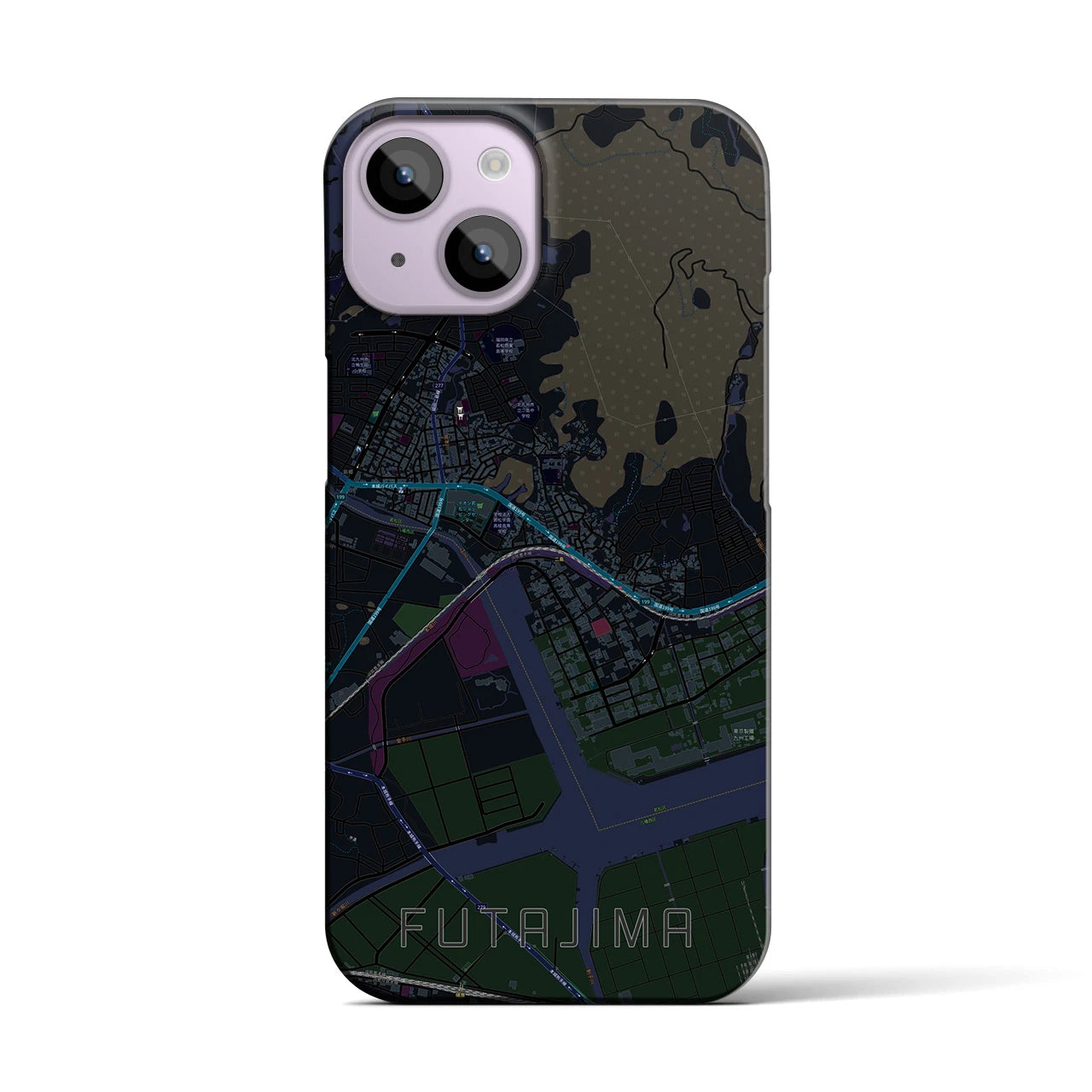 【二島(福岡県)】地図柄iPhoneケース(バックカバータイプ)