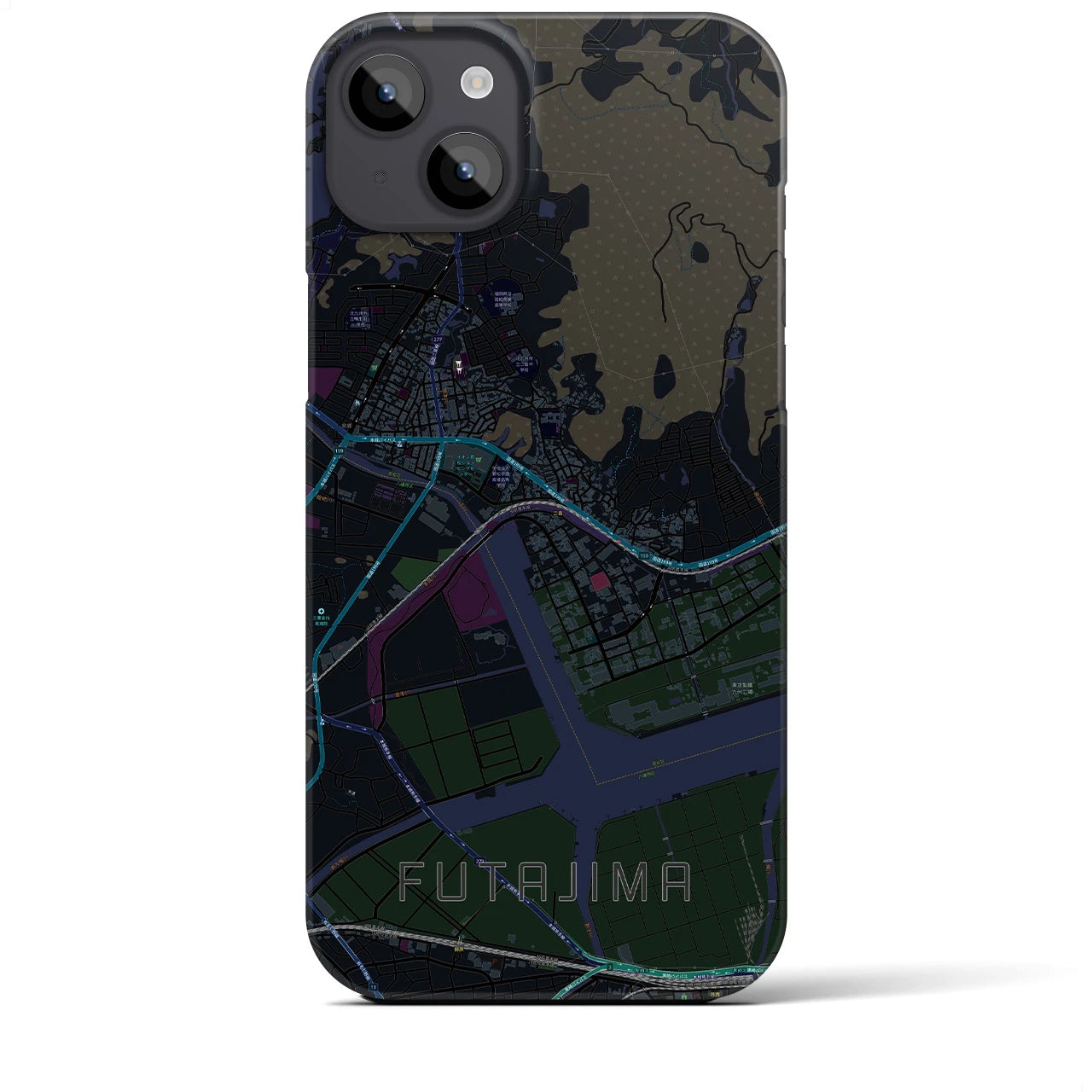 【二島(福岡県)】地図柄iPhoneケース(バックカバータイプ)