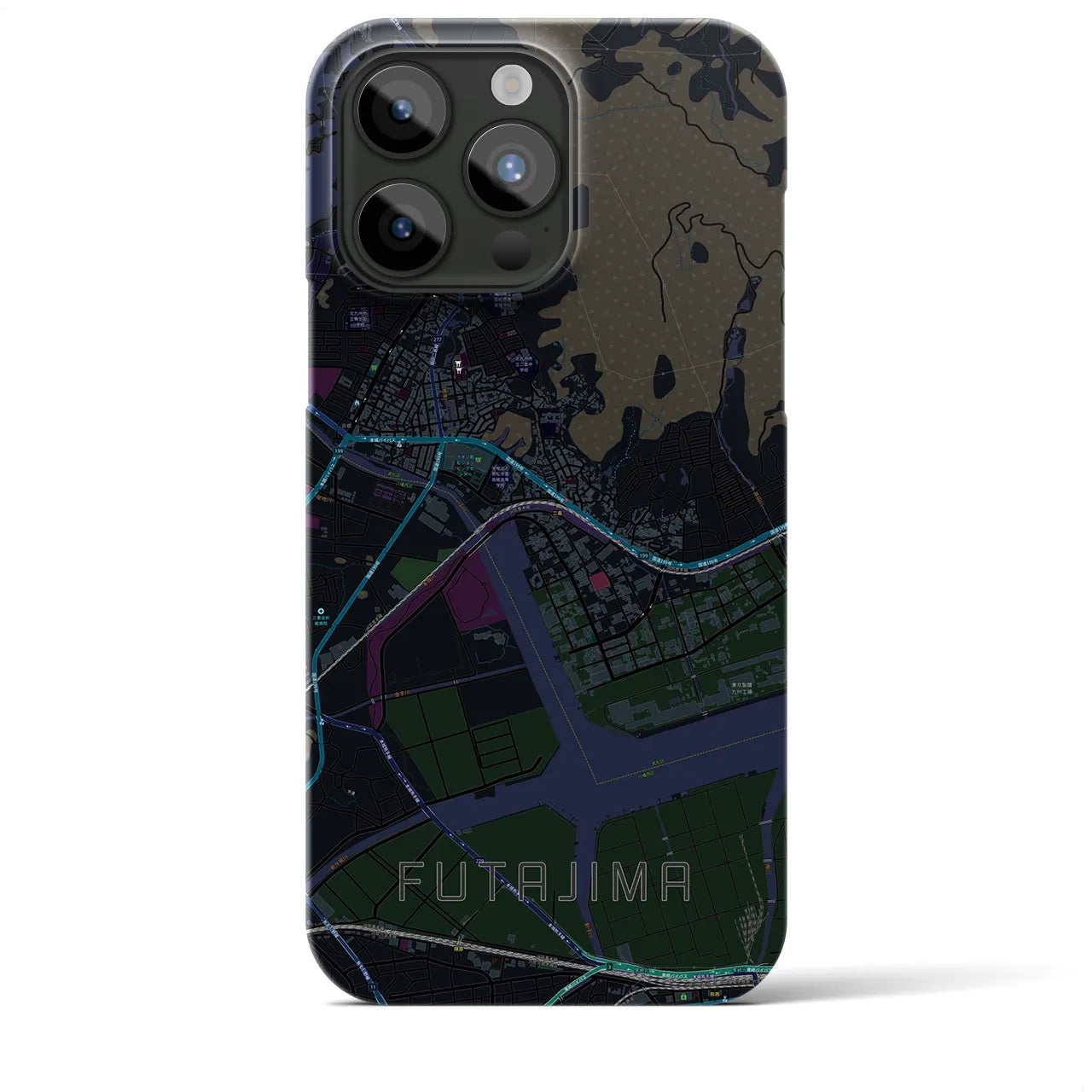 【二島(福岡県)】地図柄iPhoneケース(バックカバータイプ)