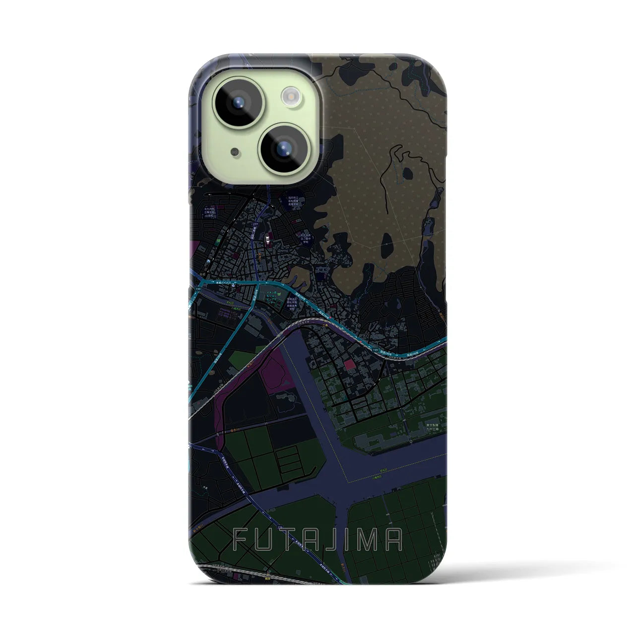 【二島(福岡県)】地図柄iPhoneケース(バックカバータイプ)