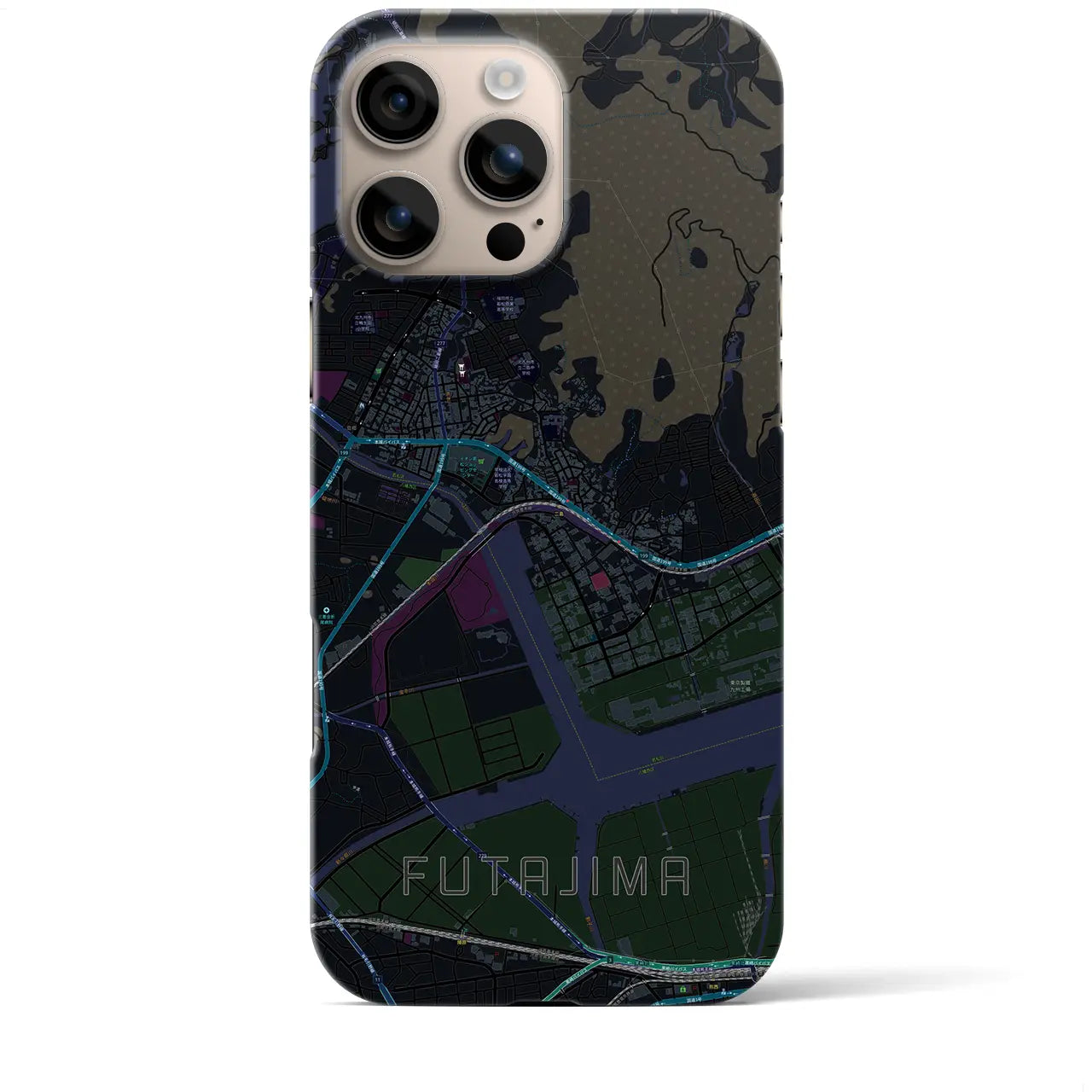 【二島(福岡県)】地図柄iPhoneケース(バックカバータイプ)