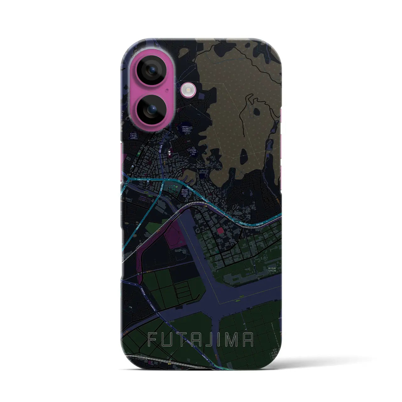【二島(福岡県)】地図柄iPhoneケース(バックカバータイプ)