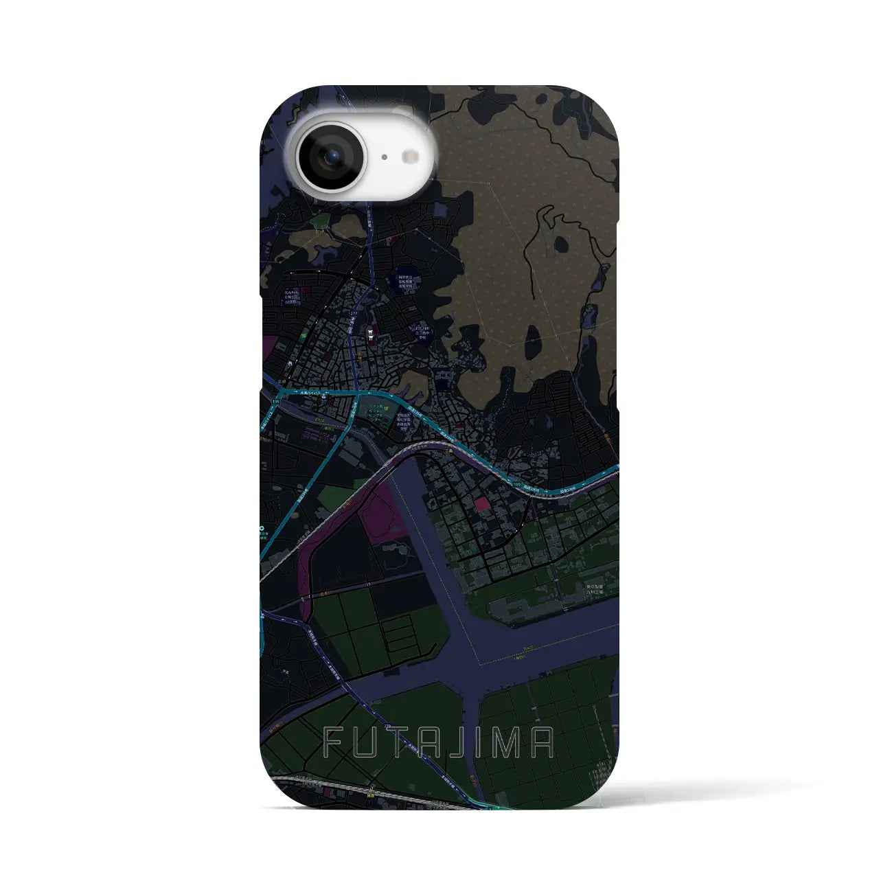 【二島(福岡県)】地図柄iPhoneケース(バックカバータイプ)