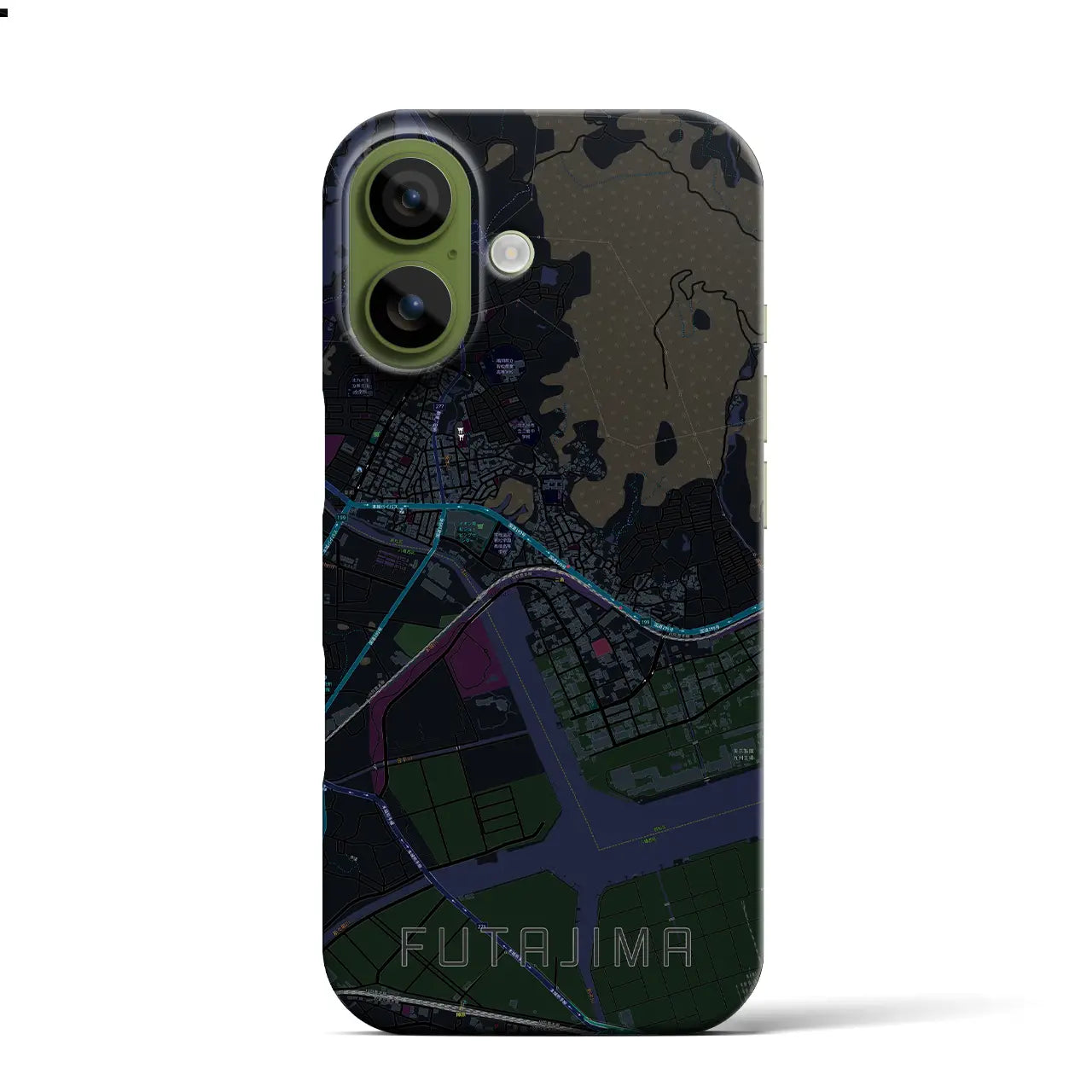 【二島(福岡県)】地図柄iPhoneケース(バックカバータイプ)