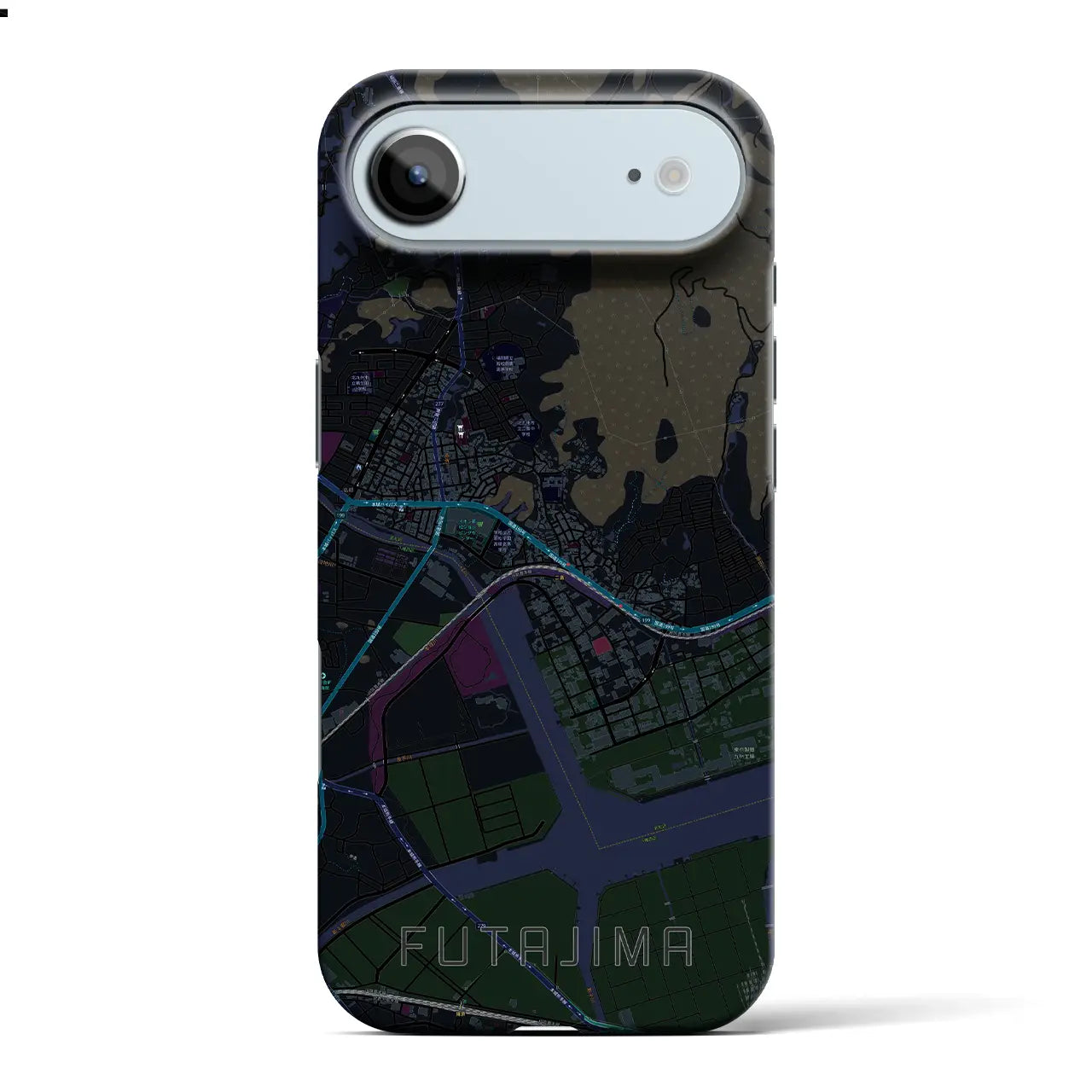 【二島(福岡県)】地図柄iPhoneケース(バックカバータイプ)