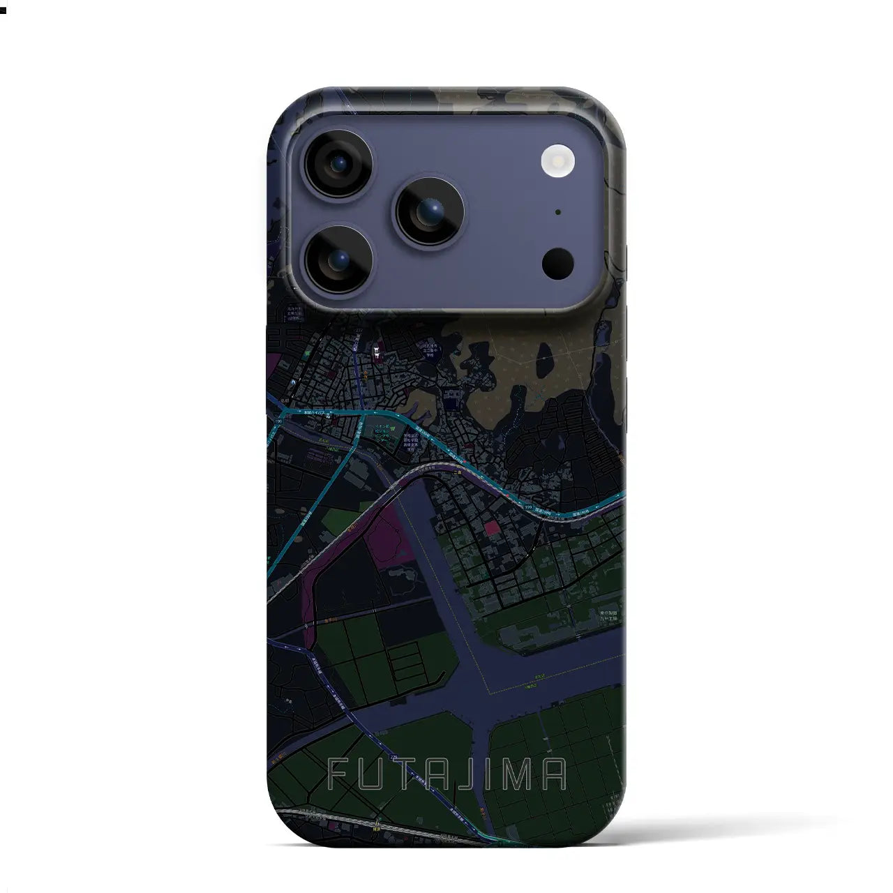 【二島(福岡県)】地図柄iPhoneケース(バックカバータイプ)