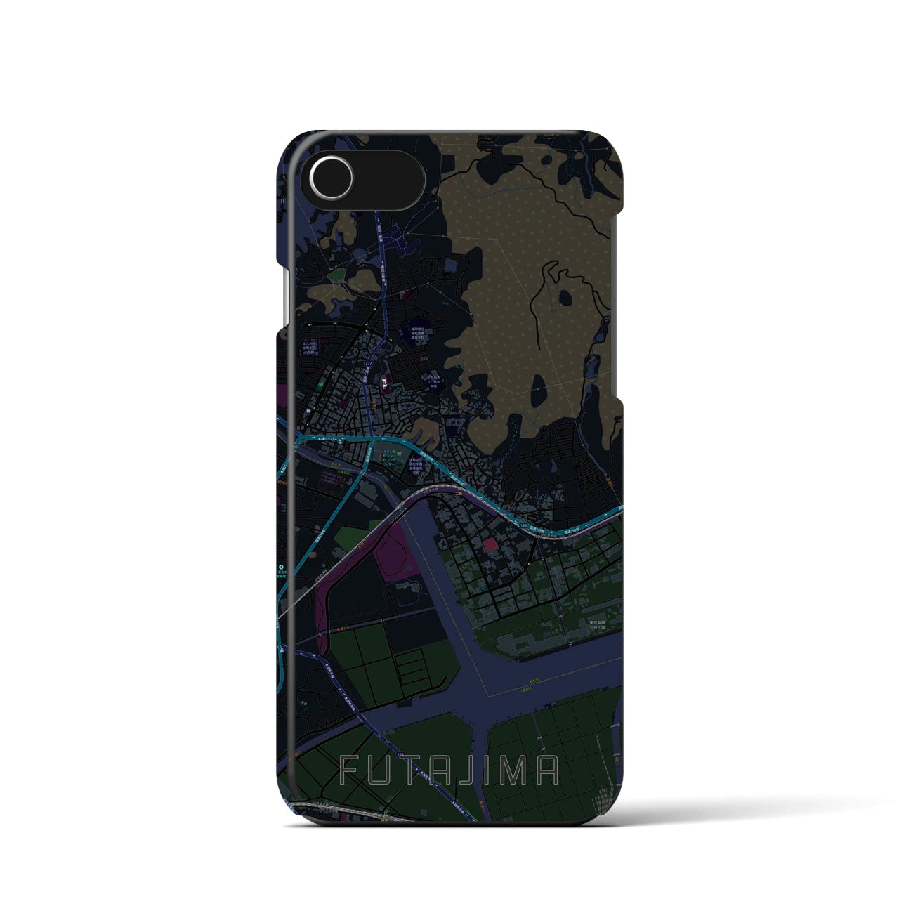 【二島(福岡県)】地図柄iPhoneケース(バックカバータイプ)