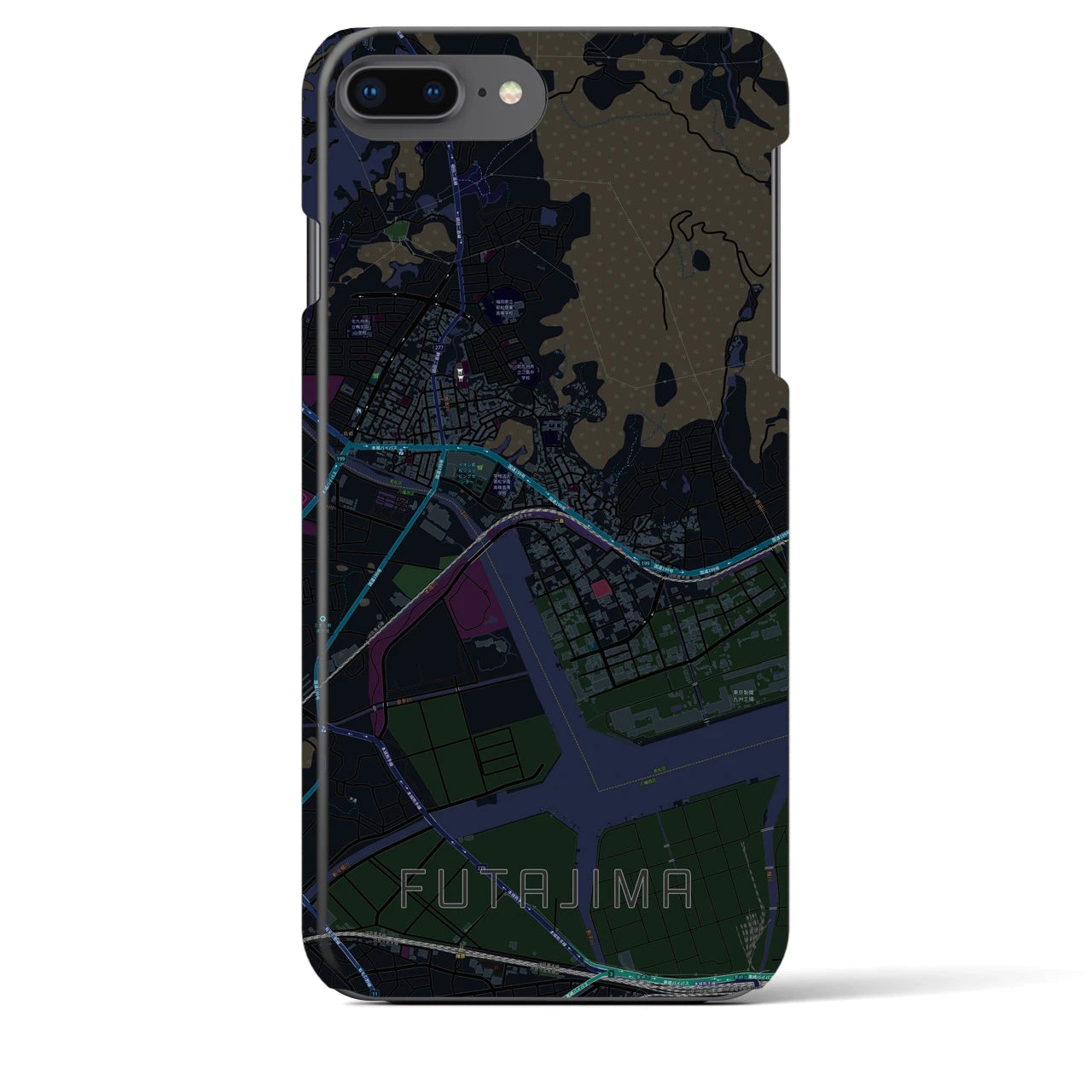 【二島(福岡県)】地図柄iPhoneケース(バックカバータイプ)