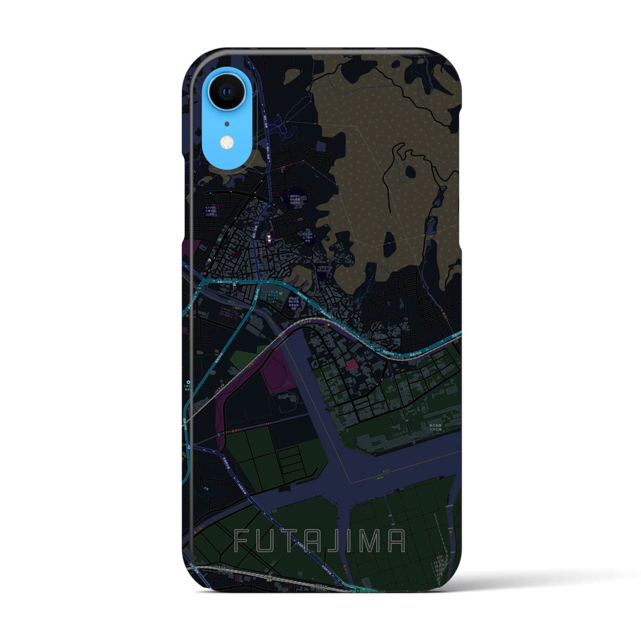 【二島(福岡県)】地図柄iPhoneケース(バックカバータイプ)