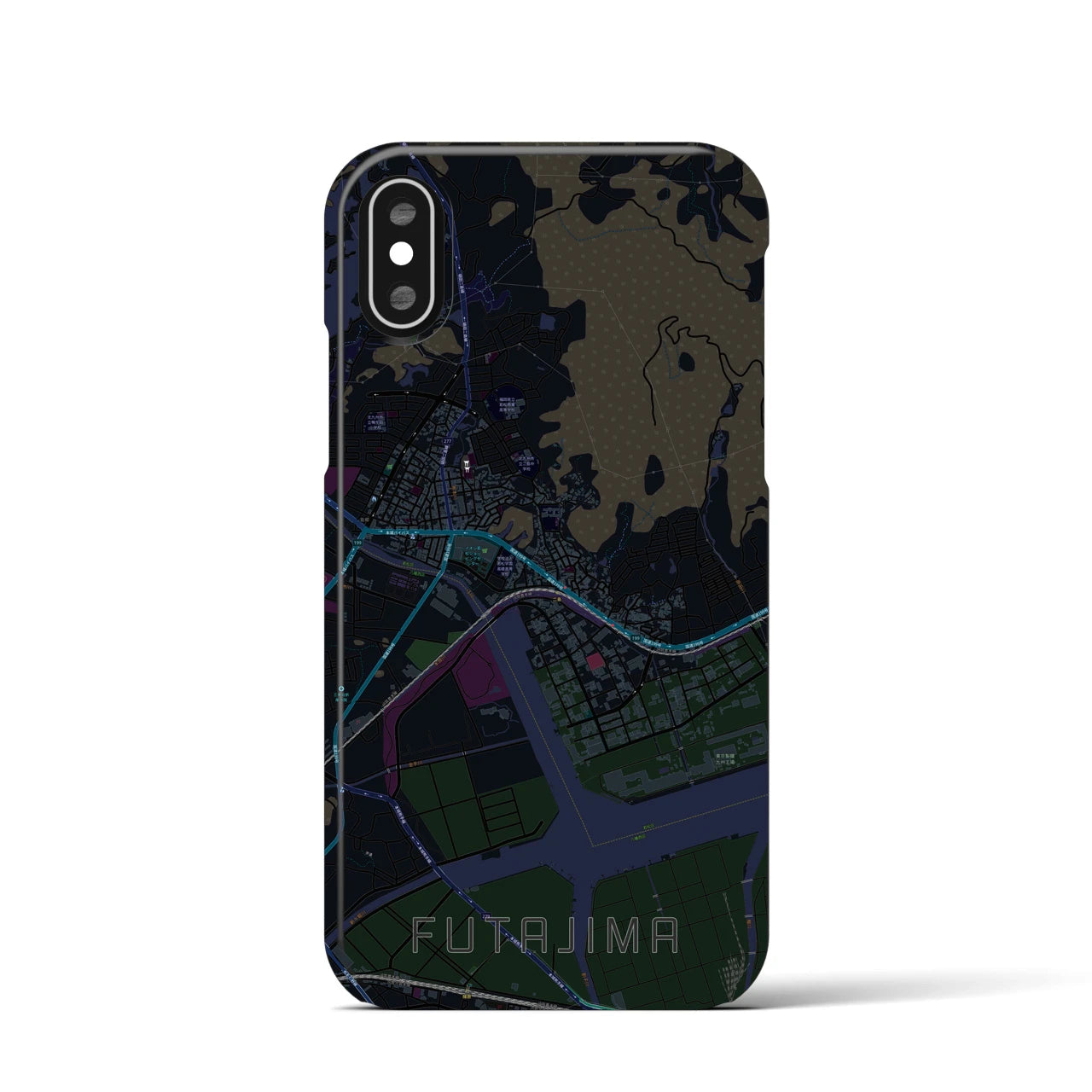【二島(福岡県)】地図柄iPhoneケース(バックカバータイプ)