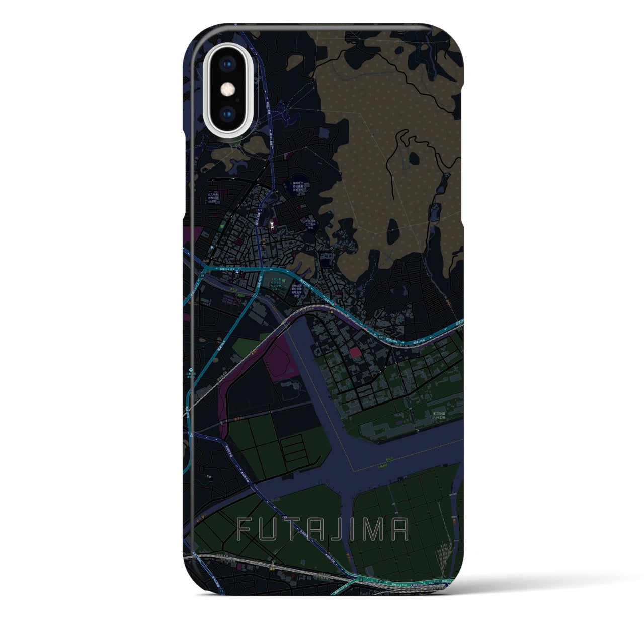 【二島(福岡県)】地図柄iPhoneケース(バックカバータイプ)