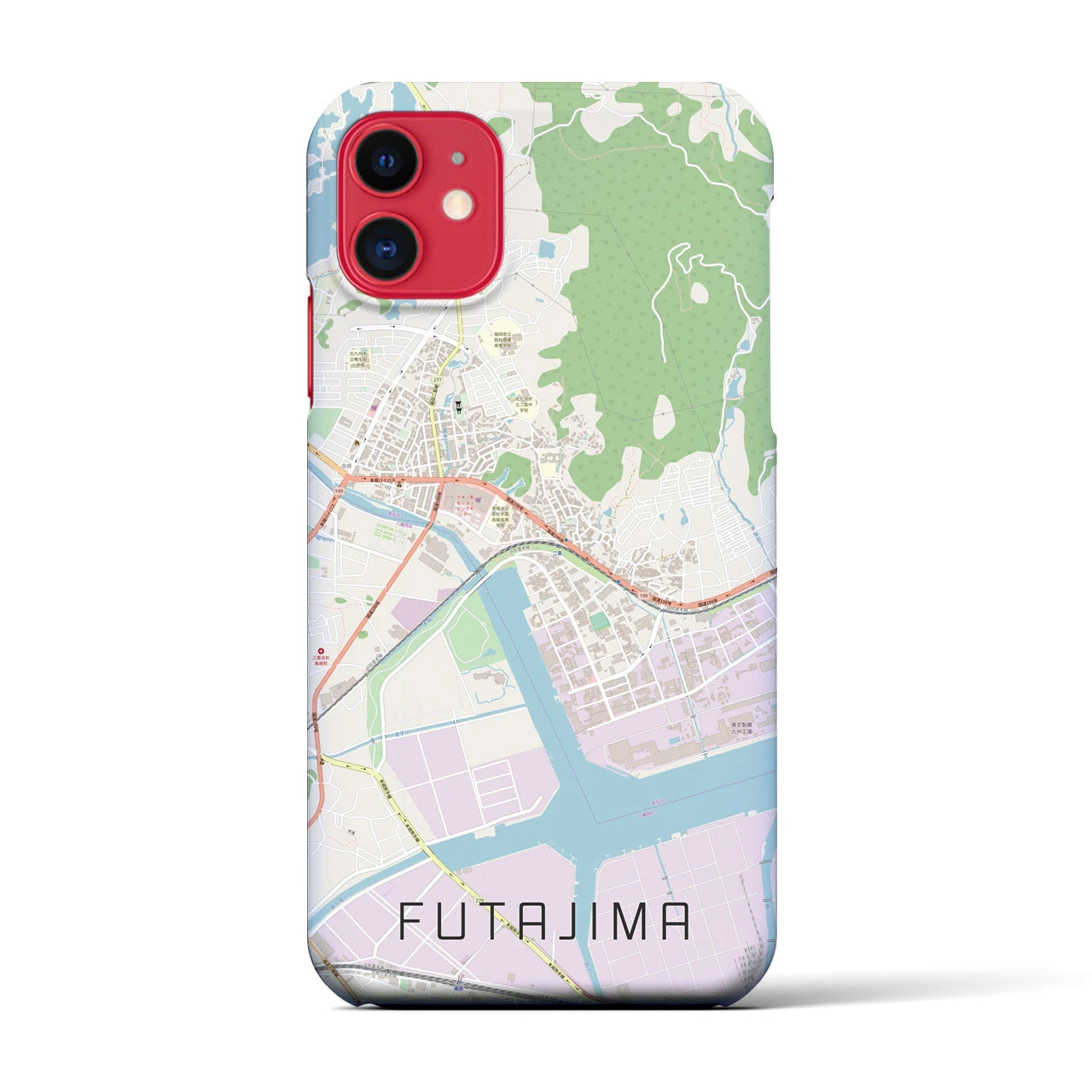 【二島(福岡県)】地図柄iPhoneケース(バックカバータイプ)